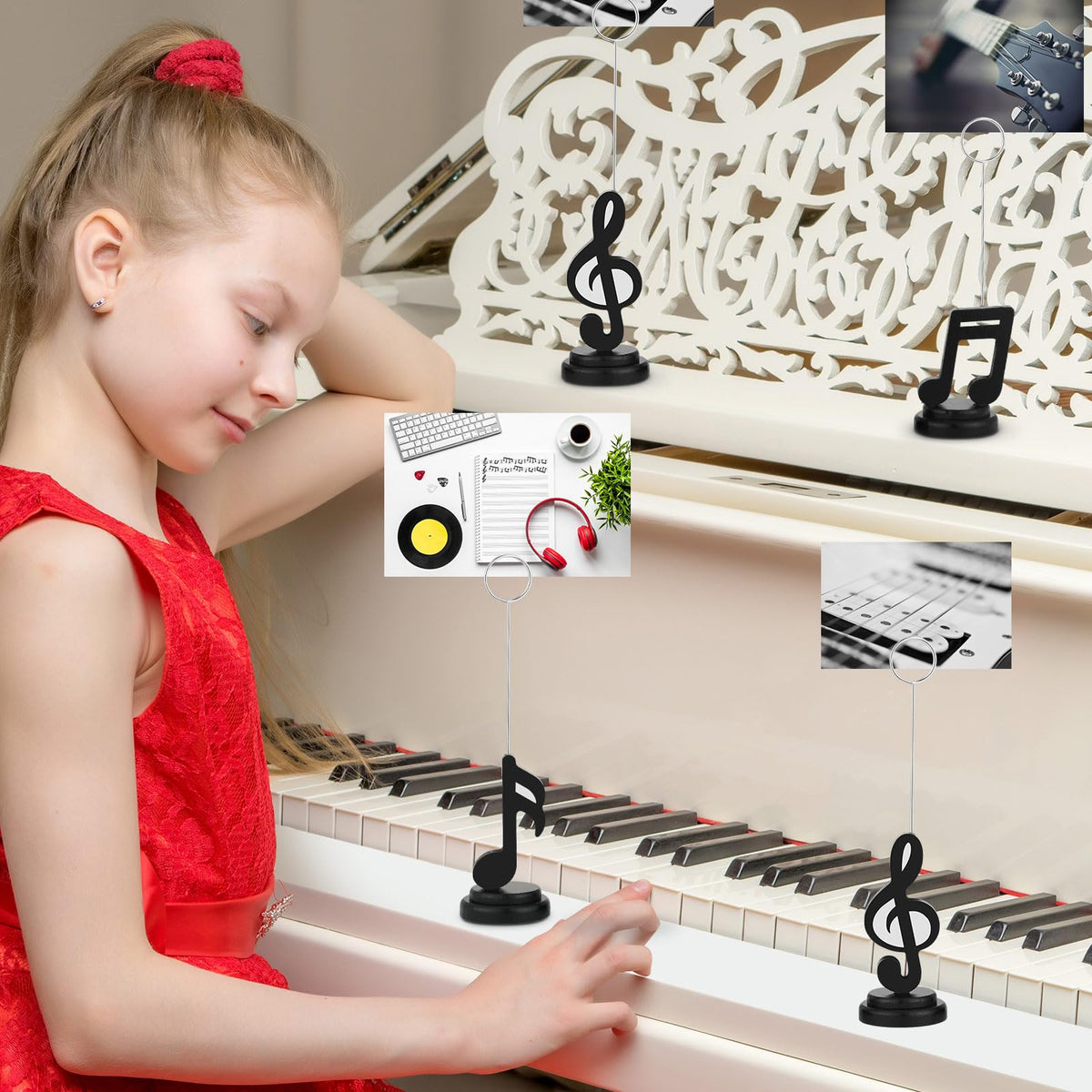 Wenqik 6 Pieces Musical Note Photo Balloon Holder Table Number Place Card Holders Photo Clips Stand Music Note Decoration for Home Picture Themed Party Birthday Wedding Gifts Arts, 3 Styles