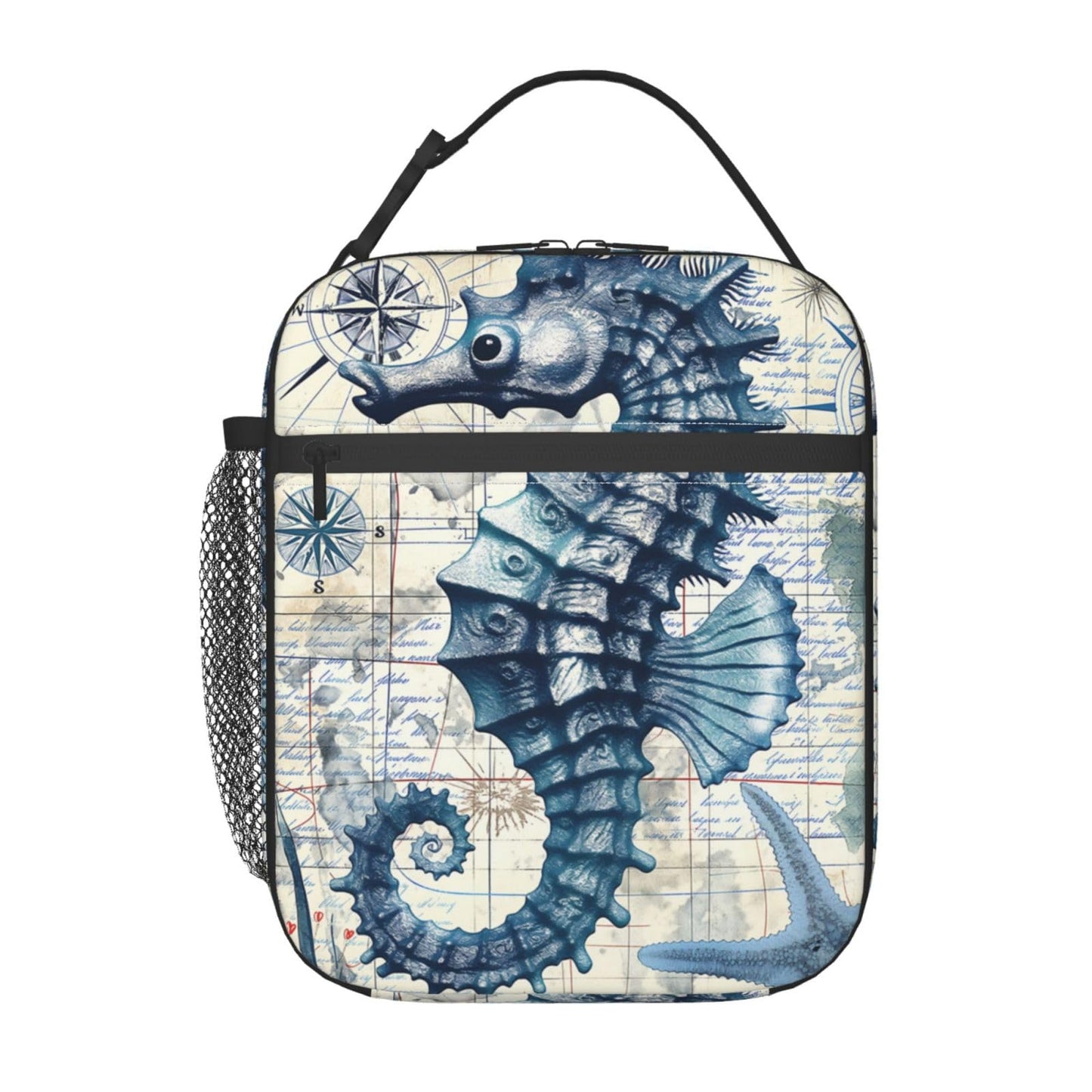 VANZEV Sea Horse Lunch Box for Adults Women Girls Boys Kids Nautical Ocean Animal Theme Lunch Box Insulated Cooler Reusable Lunch Bag Container Gifts for Work Office Picnic Travel School