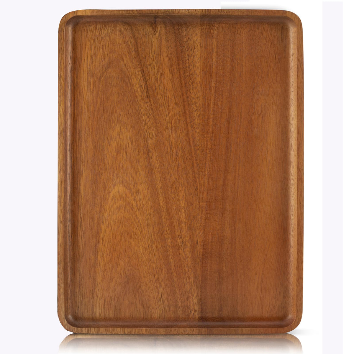 Charmlife 16" x12" Large Solid Acacia Wood Serving Tray Rectangular Wooden Serving Platter Natural Wooden Board for Bar Coffee Party