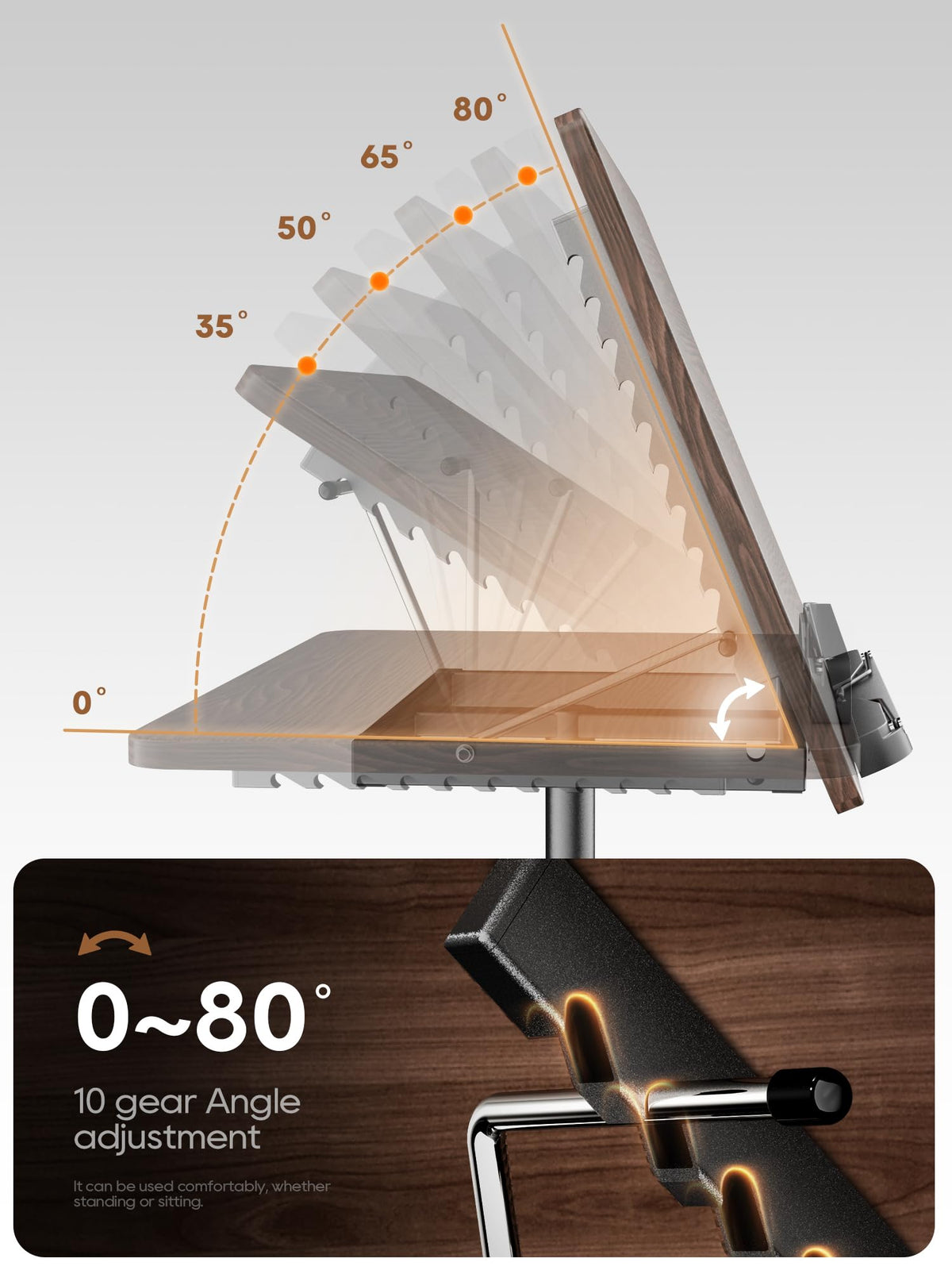 2 in 1 Adjustable Book Stand - Dual-Use Floor and Desktop Book Holder Stand, Height Adjustable 23.5-52 in, Elastic Page Clips for Music Sheet, Recipe, Tablet, Laptop-Black