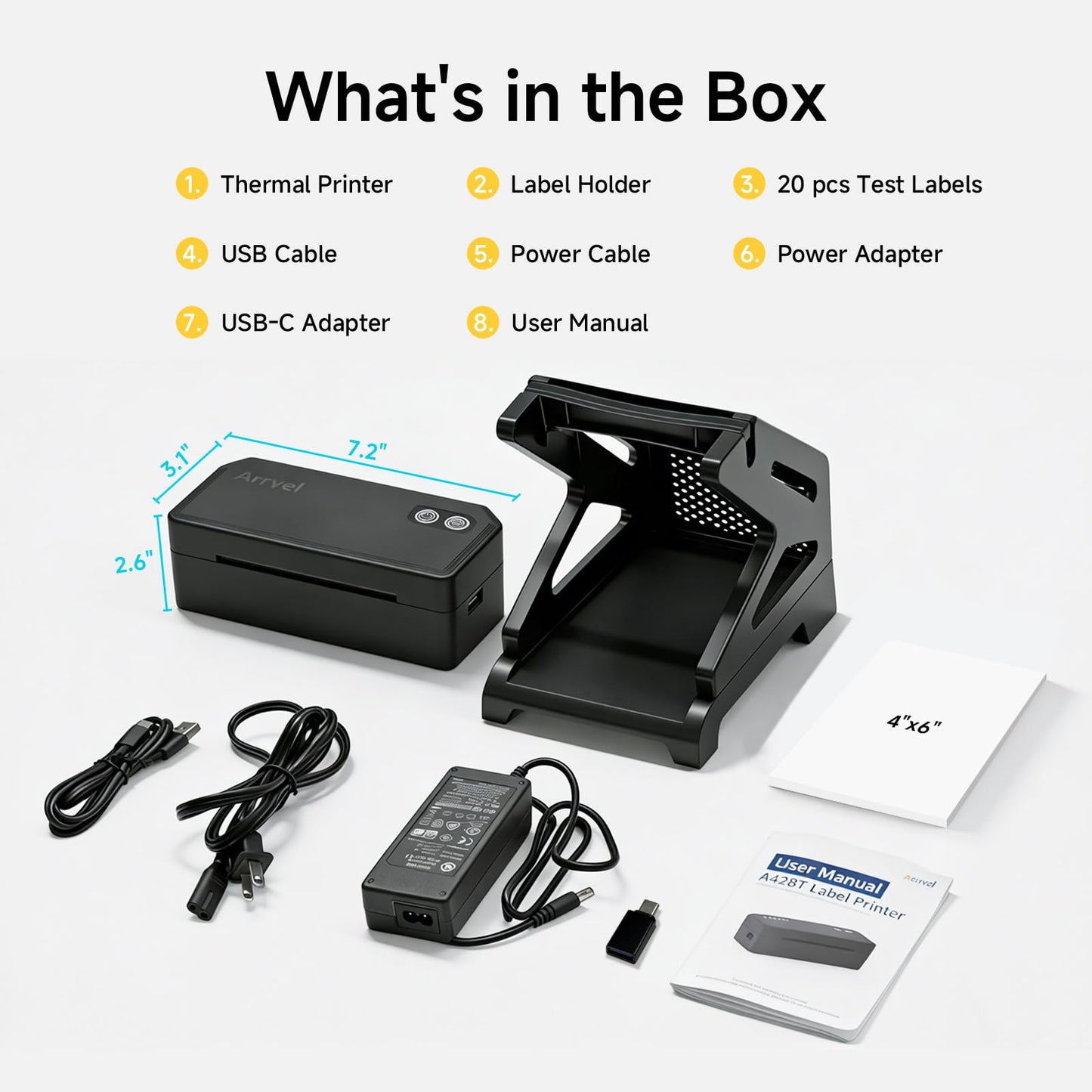 Arrvel Bluetooth Thermal Label Printer with Stand, Wireless 4x6 Shipping Label Printer for Small Business, Support iPhone, Android Windows & Mac, Widely Used for USPS Amazon Etsy Shopify (Black)