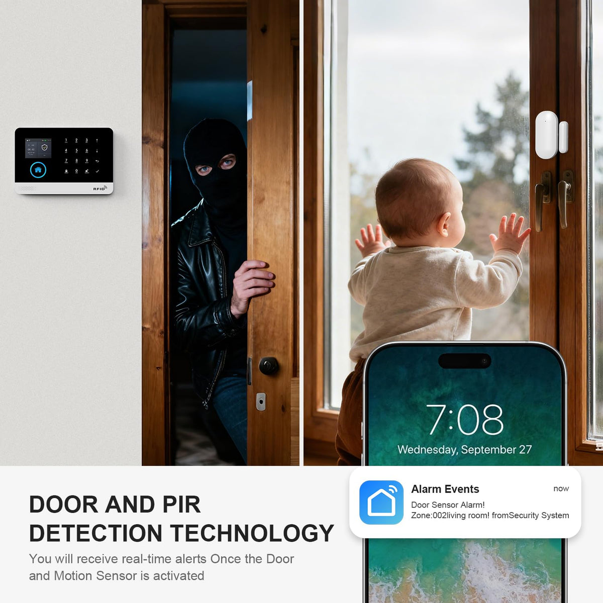 PGST Home Security System,12 Pieces Wireless Alarm System with Door Alarms,Motion Detector,Loud Siren,4G Calling/Phone App Alerts,Compatible with Alexa&Google for Home,Villa,Apartment,No Monthly Fee