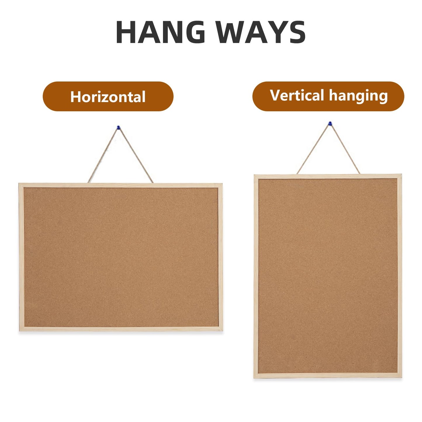 24” x 36” Cork Boards for Walls with Wooden Frame 1pack, Double Sided Office Board for Wall Organizer, Bulletins Board Decorative Hanging Pin Board for School, Home & Office, Notice Board Memo Board