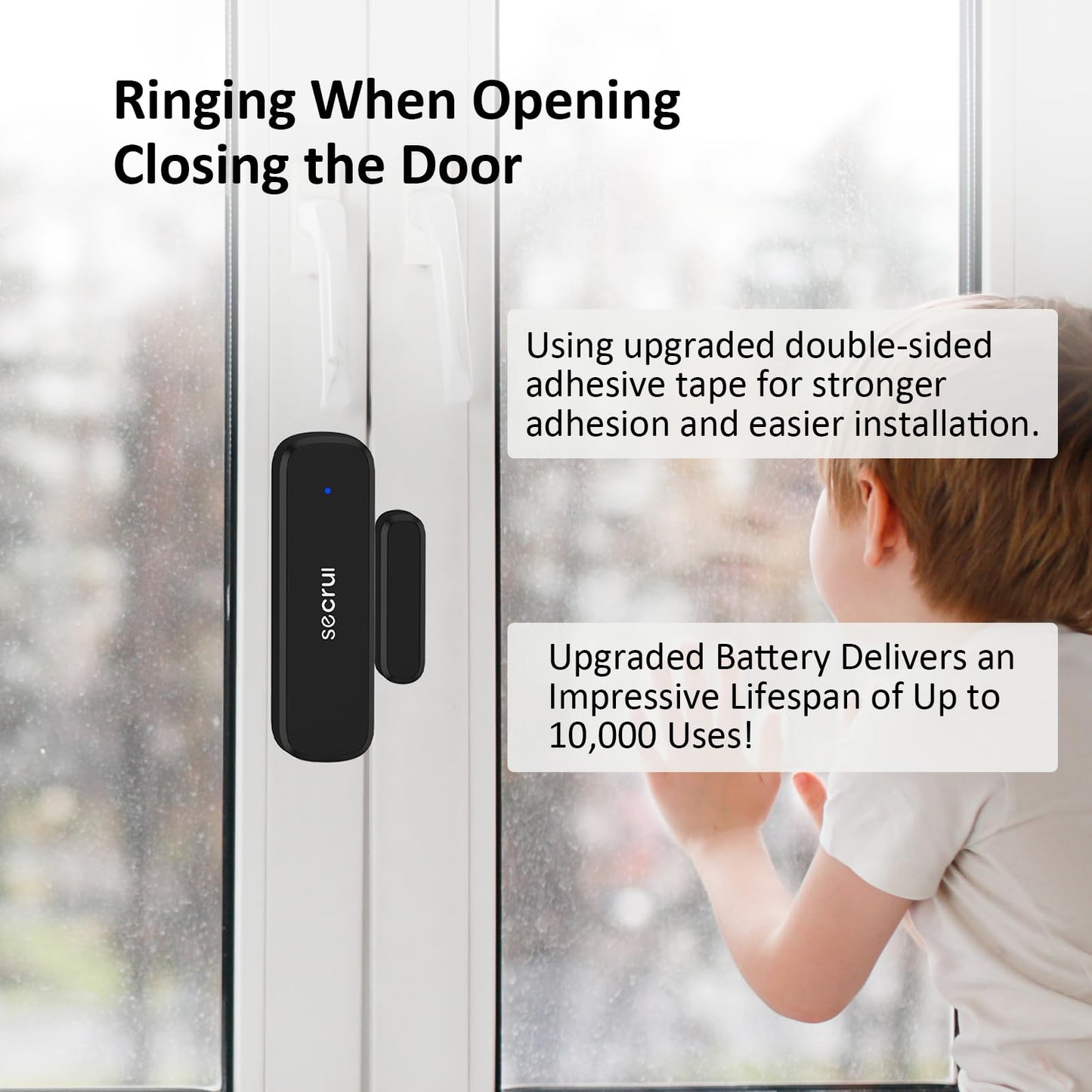 SECRUI Wireless Door Chimes When Entry for Business/Home/Office/Store (500ft Range 32 Chimes Adjustable Volume) Door Open Ringer Alert Buzzer Alarm - 1 sensors