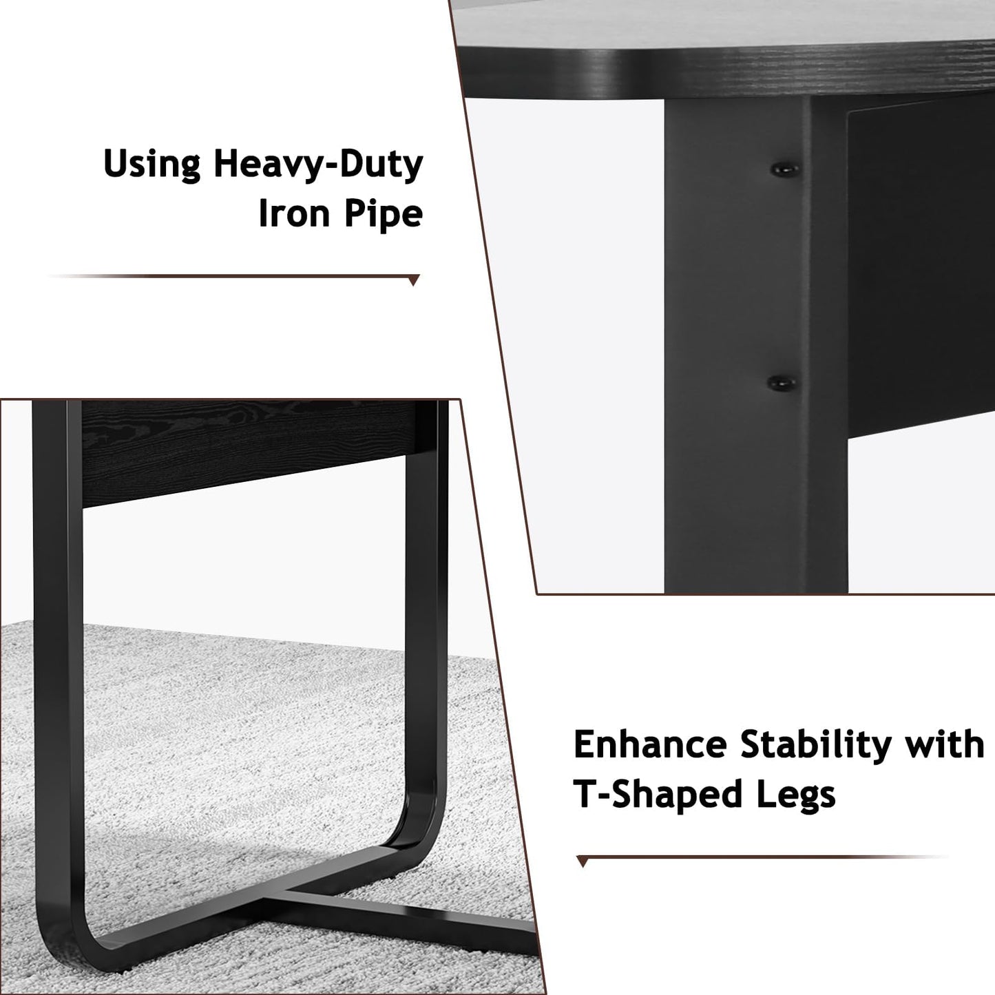 8FT Conference Table, 94.5" D x 47.3" W x 29.5" H Oval Meeting Table with Rectangle Grommet, Modern Seminar Boardroom Table for Office Conference Room (8ft, Walnut & Black)
