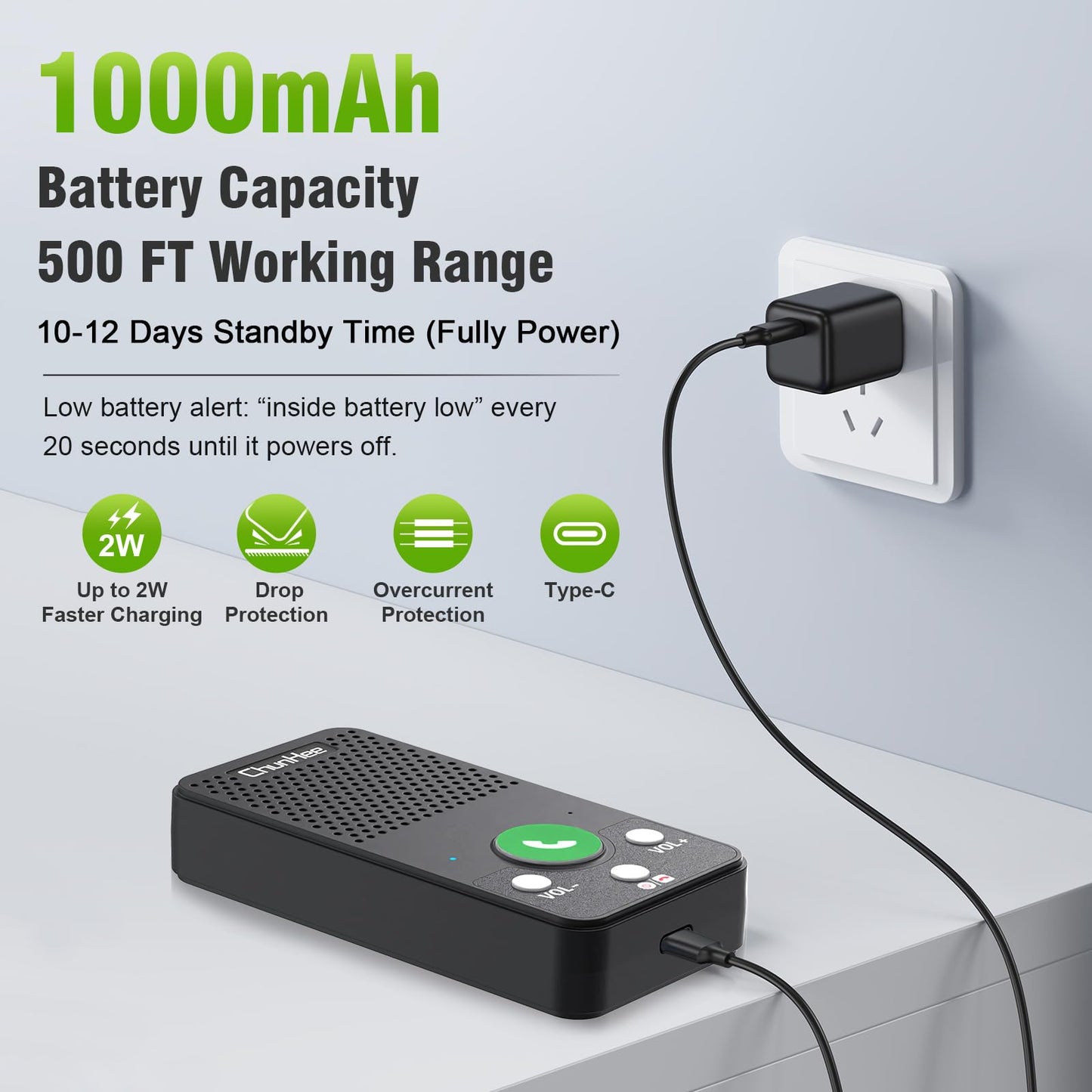 Wireless Intercom System for Home, Full Duplex Call & Answer Intercoms, No WiFi Needed, 500 ft Range, One-Touch Calling for Seniors & Family, Rechargeable 1000mAh Battery (3 Pack)