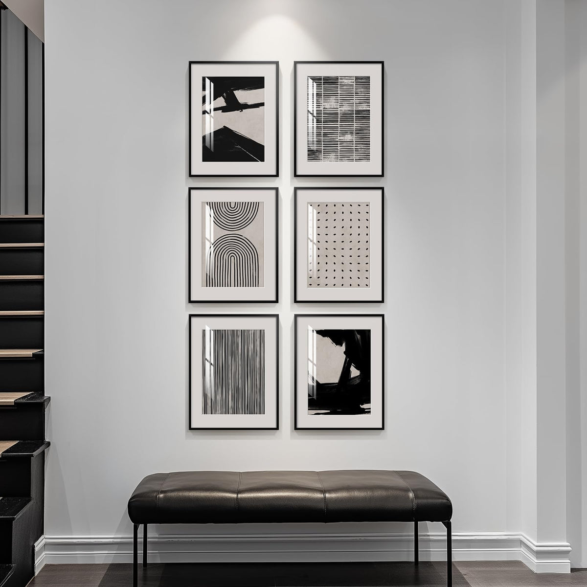 Framed Black and White Abstract Wall Art, 6 Pieces Modern Prints Paintings Artwork for Walls, Minimalist Abstract Pictures for Living Room Bedroom Dining Room Office Bathroom Wall Decor 11x14 Inch