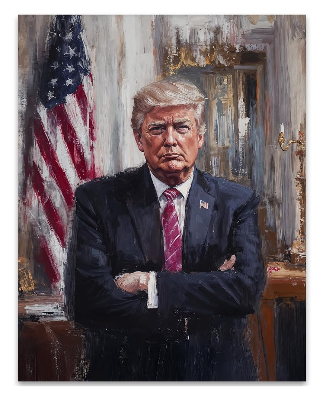 Commander in Chief - Painterly Portrait of Donald Trump 11x14 Unframed Print, Classic Trump Leadership Poster, Patriotic Trump Wall Decor, Political Office Wall Art, Gifts for Trump Supporters