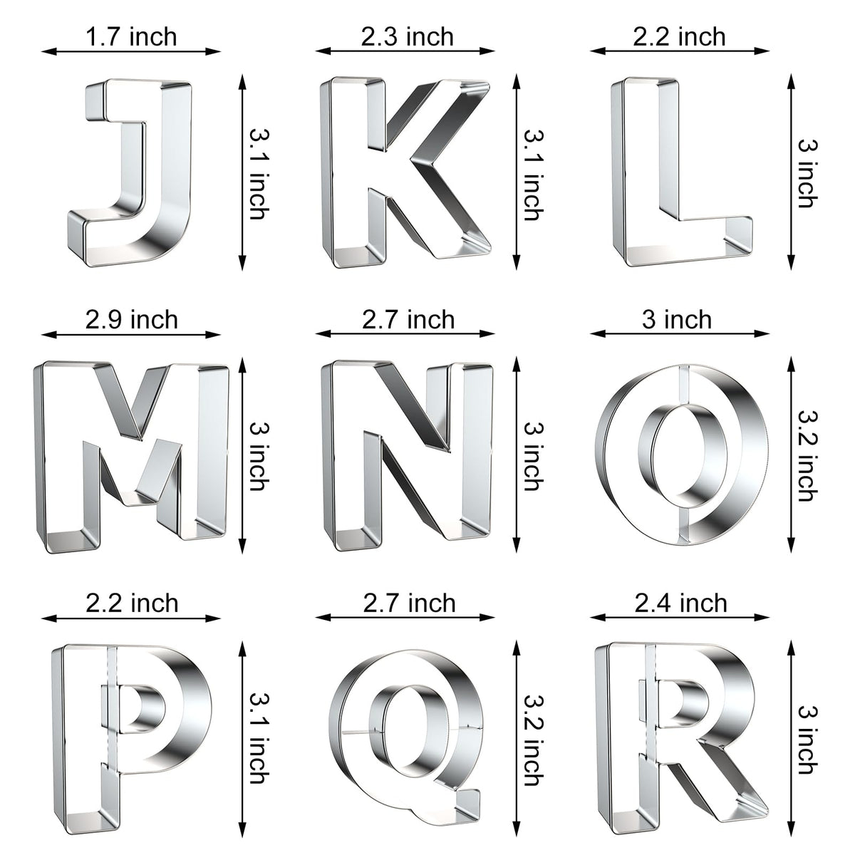 Alphabet Letter Cookie Cutters Shapes Large 3 Inch - 26 Pcs Stainless Steel Cookie Cutter Set Fondant Biscuit Fruit Dough Mold Tools for Birthday, Christmas, New Year and Holiday Party Decorations