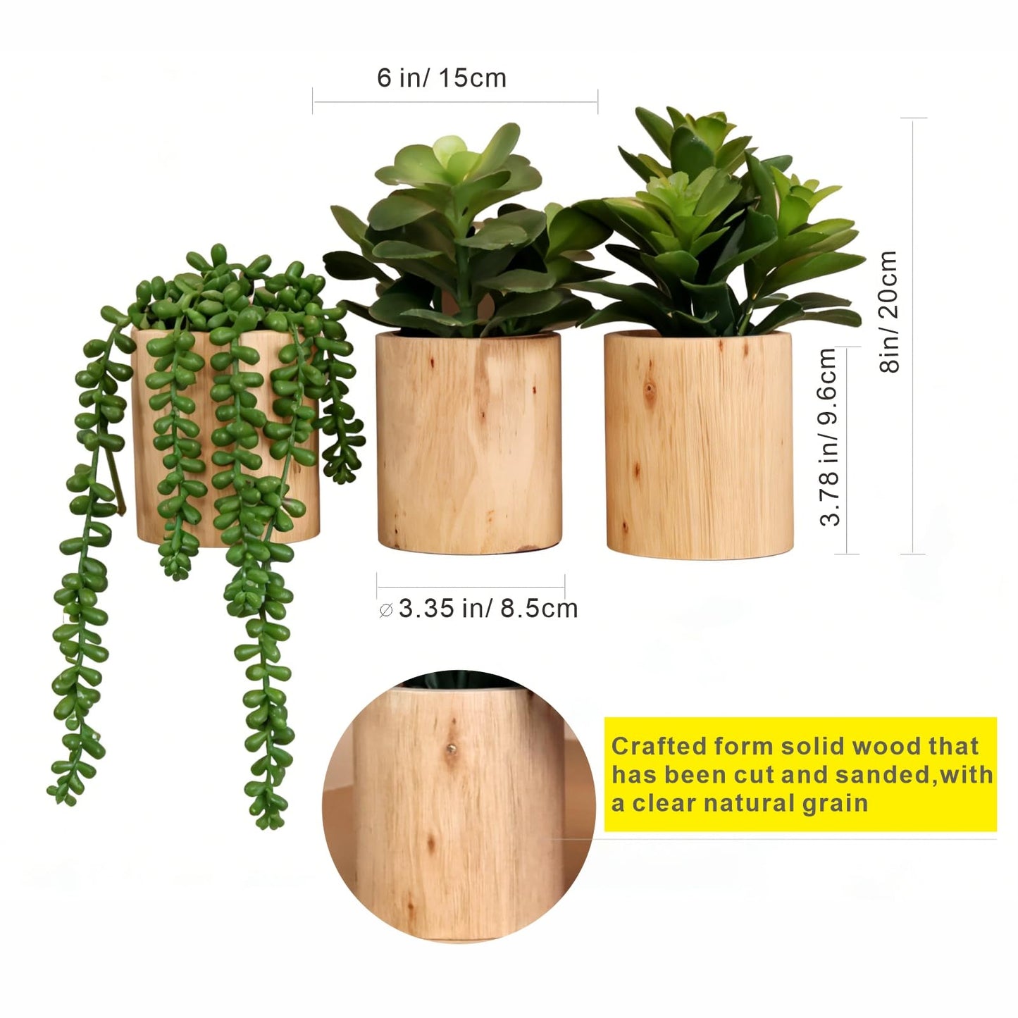VINSUNI Artificial Succulents with Pots - Set of 3 Small Fake Plants for Aesthetic Room Decor - Realistic Mini Faux Greenery for Office Desk, Bookshelf, and Bathroom - Modern Home Accents