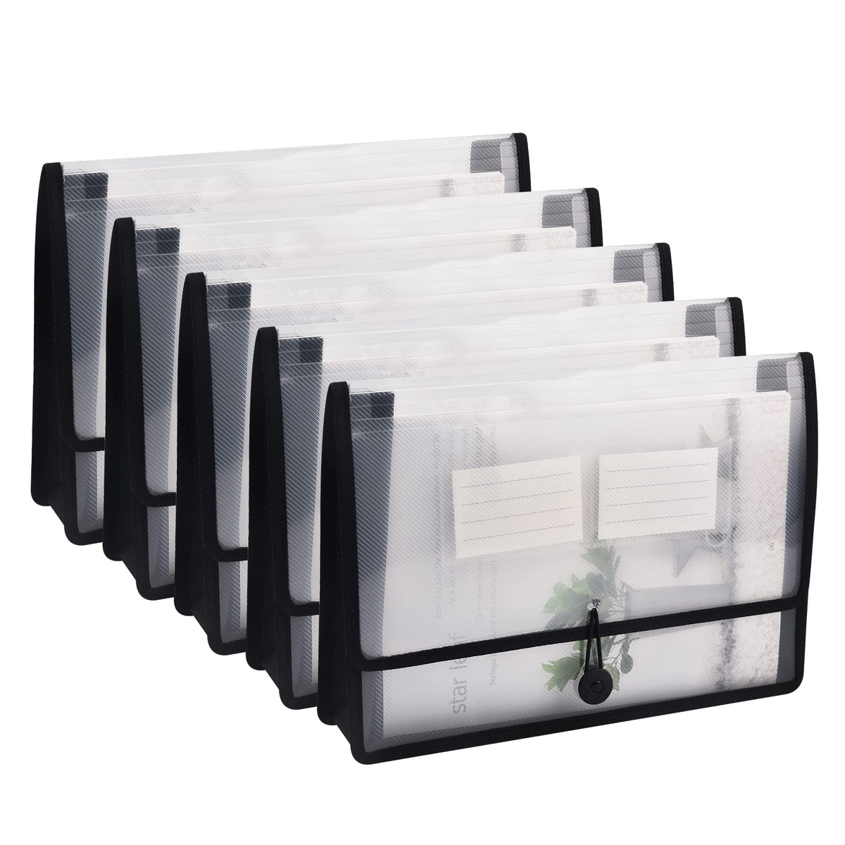 Expanding File Folder Document Organizer with Elastic Cord & Button Closure, Letter Size, 2.8" Expansion, Letter A4 Expandable File Folder for Home School Office Organization, 5 Pack