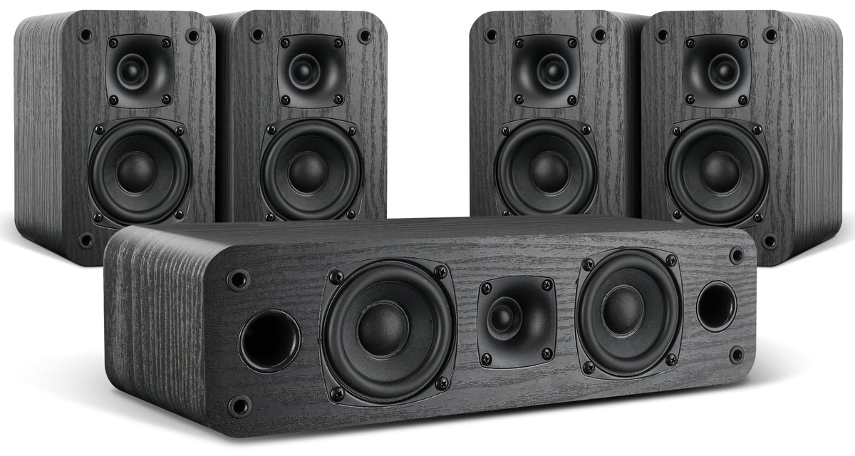 Saiyin 5.0 Home Theater System, 230w Peak Power HiFi Surround Sound Speakers with Stereo Surround Sound and Classic Rretro Wood Grain for TV/PC, Passive, Amplifier Required (Cable Not Included)