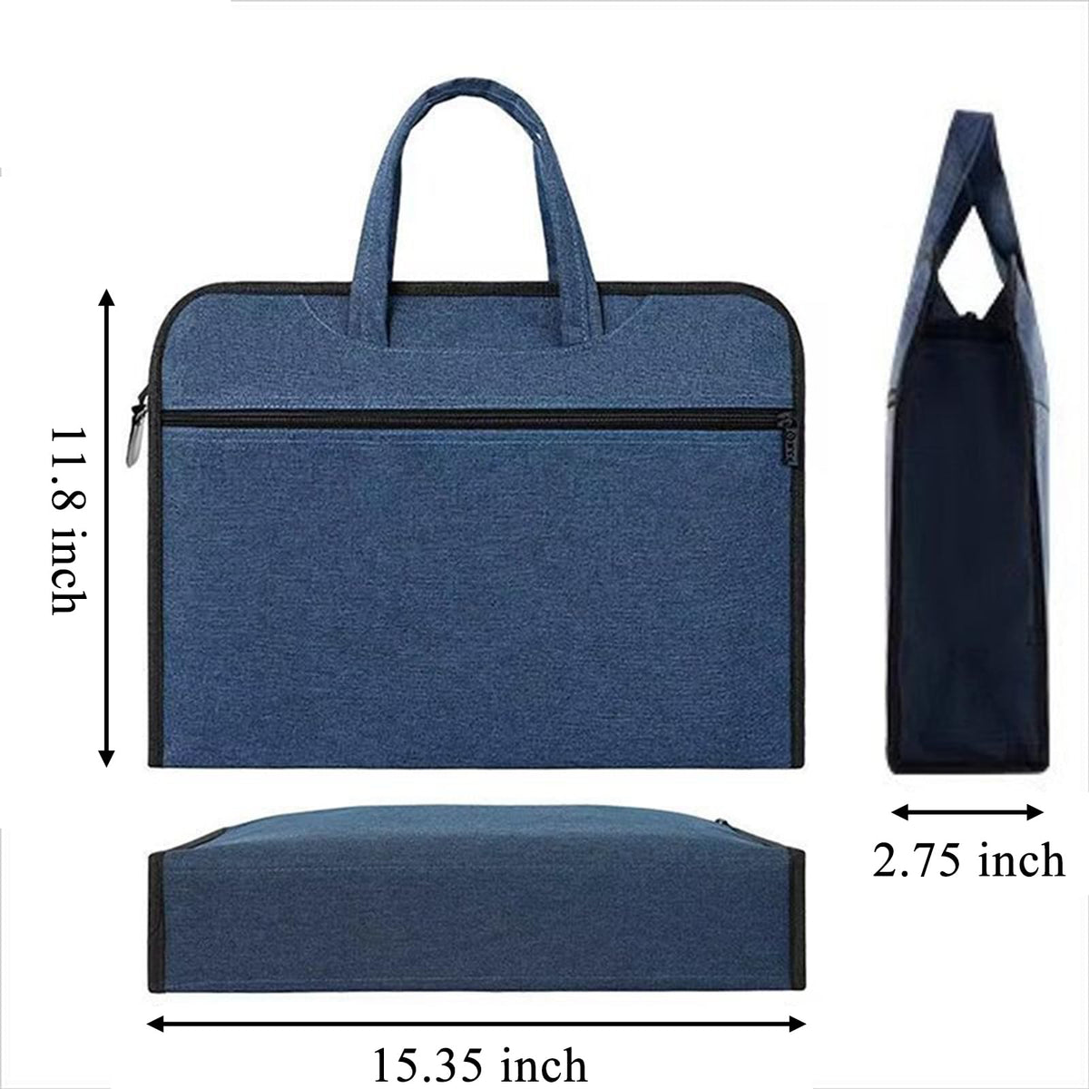 Oxford Zippered Document Bag Zippered File Bag with Handle Waterproof Portable Office Organizer File Tote Bag Pouch for Carrying Paper Laptop Files Books (Blue)