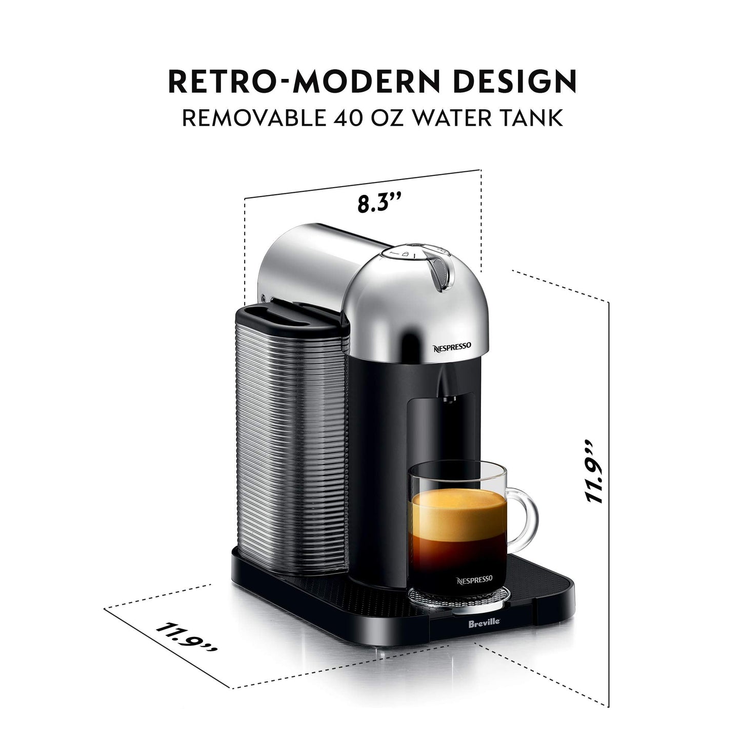 Nespresso Vertuo Coffee and Espresso Maker by Breville, Chrome