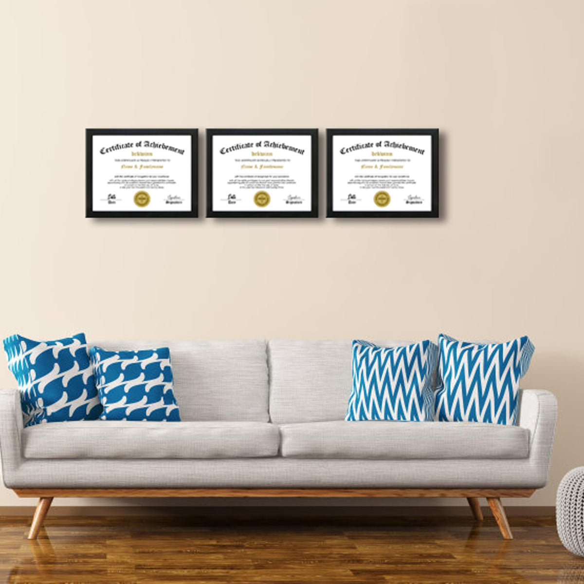 DEKWINN 8.5x11 Diploma Frame Certificate Document Frame Set of 3 with High Definition Glass,Picture Frame for Wall and Tabletop Display in Black