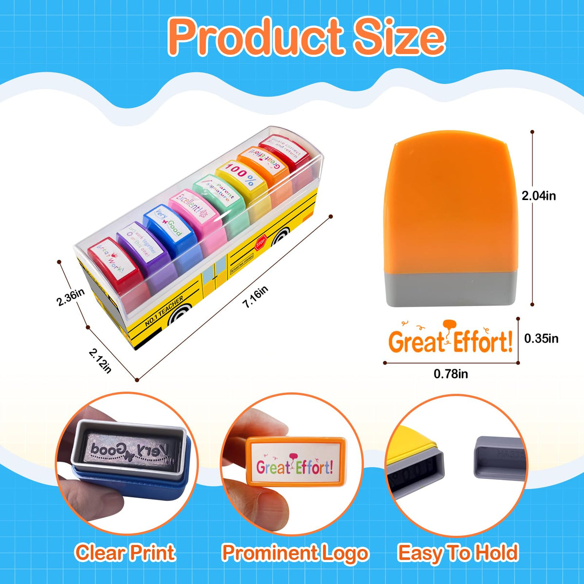 Teacher Stamps for Grading Classroom, New Teacher Appreciation Gifts, Self-Inking Motivation Great Job Parent Signature Stamp for Homework Must Haves, Teacher Supplies (8 pcs)
