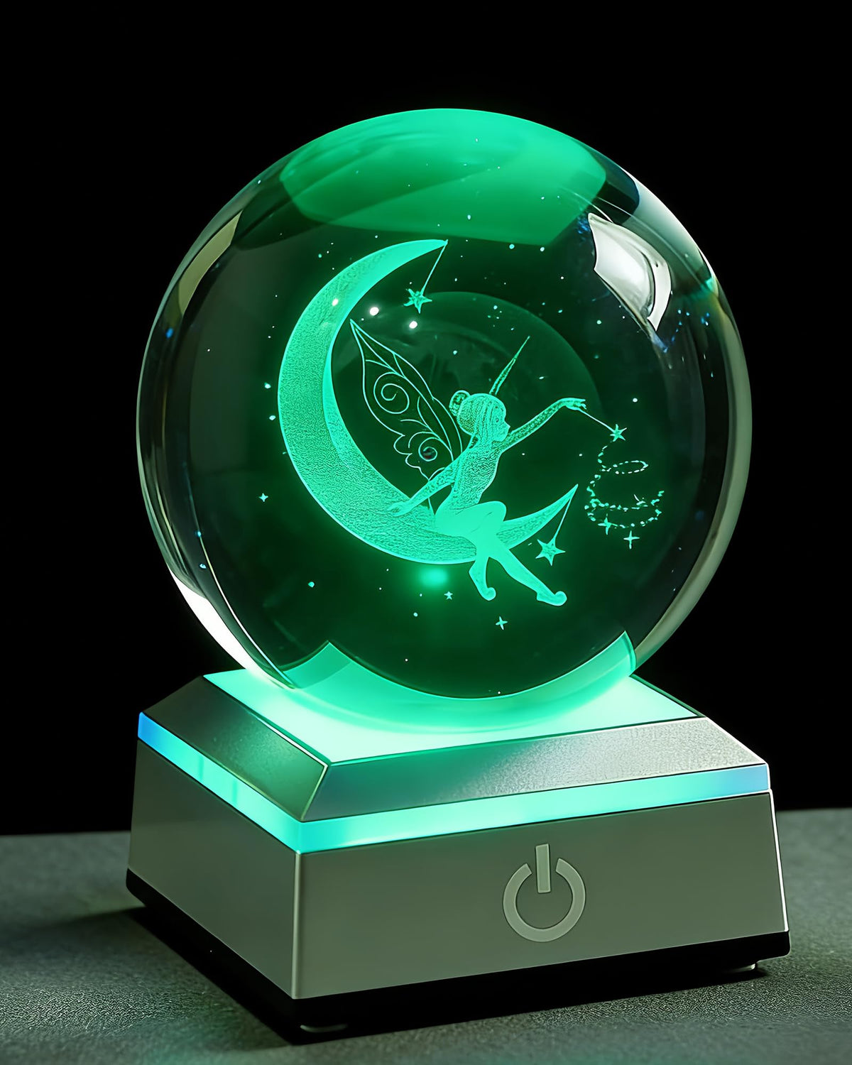 Crystal 3D Fairy 3.15in Glass Sphere Figurine Gifts for Women With LED Base