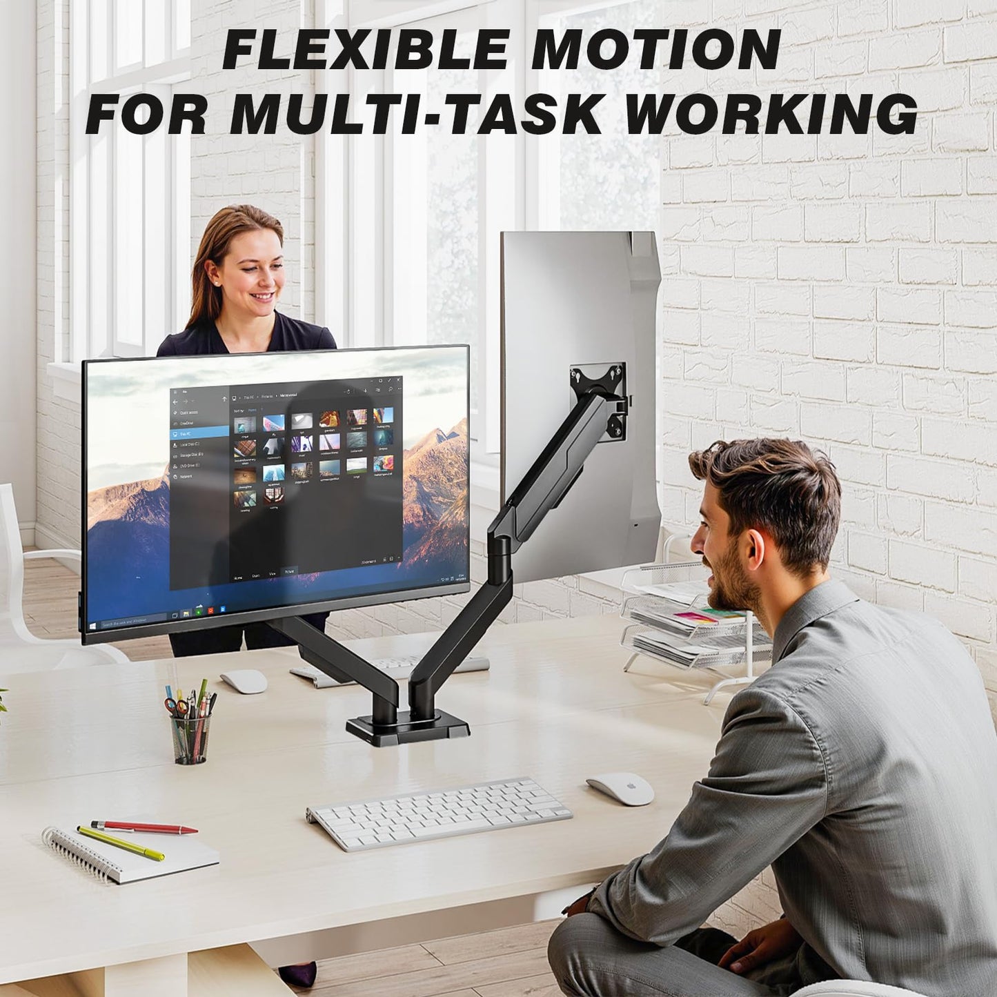 5Rcom Dual Monitor Stand for 17-34 inch Computer Screens, Full Motion Monitor Dual Monitor Arms, Dual Monitor Arms Hold up to 22lbs, Gas Spring Monitor Stand, 75/100mm VESA Mount