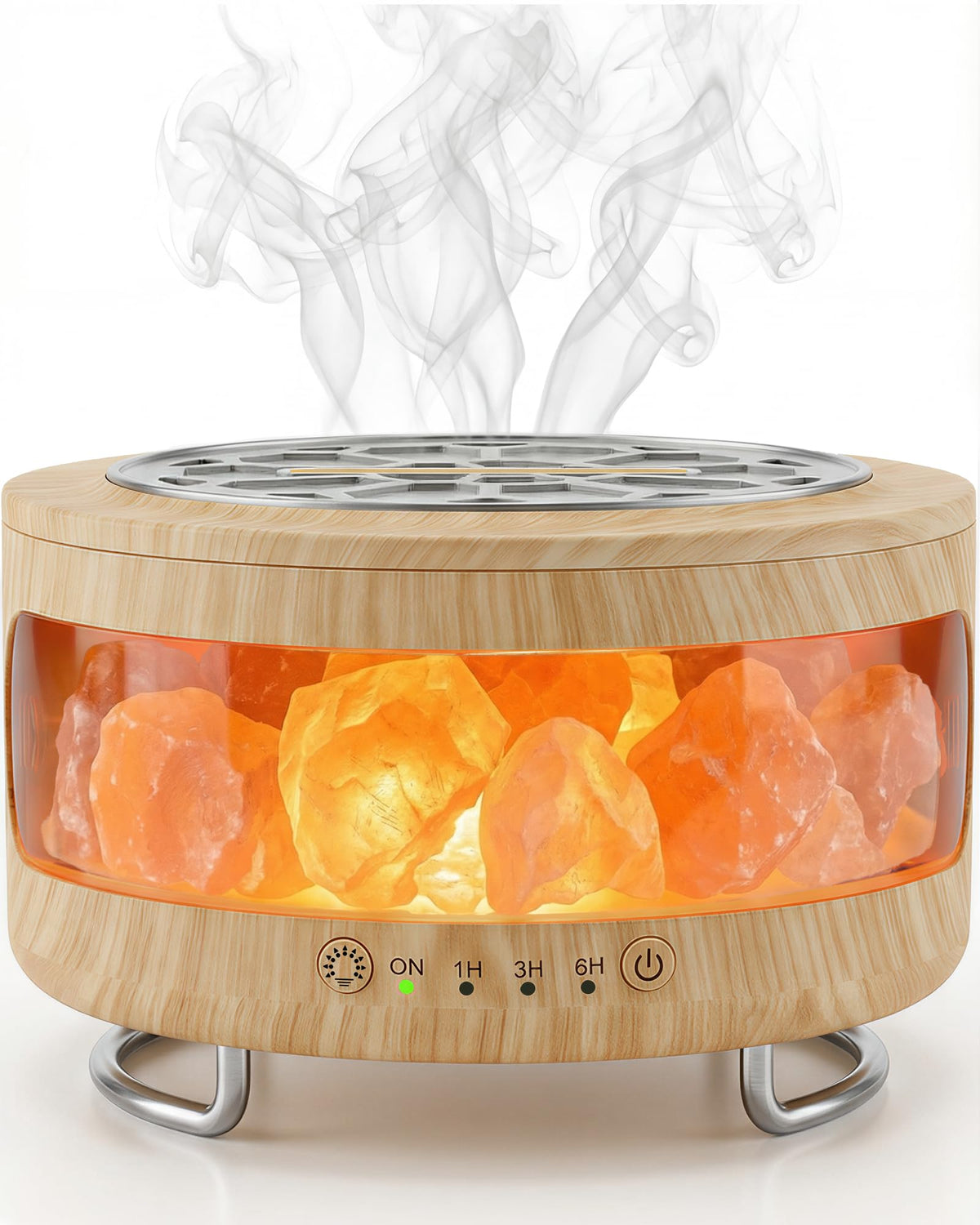 Essential Oil Diffuser with Himalayan Salt Lamp, 350ml Ultrasonic Aromatherapy Humidifier, 7 Colors LED Light, Timer & Auto Shut-Off for Home Bedroom Office Spa Yoga