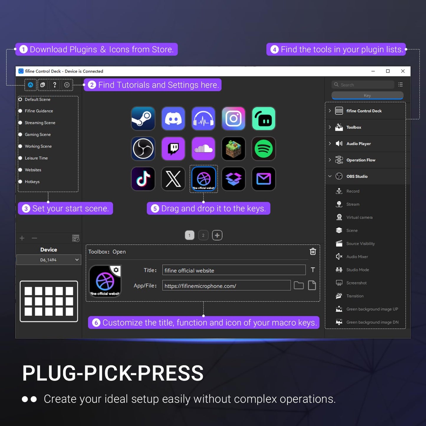 FIFINE AmpliGame Stream Controller with 15 Macro Keys, Streaming Keyboard with Trigger Actions in OBS/Twitch/YouTube/Streamlabs, Shortcut Buttons Keypad Works with Mac and PC-D6