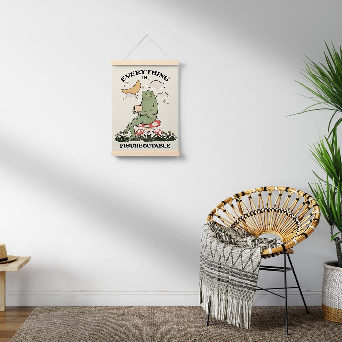 PaJiaNi Everything is Figureoutable Office Decor,Mental Health Inspirational Wall Art,Frog Motivational Wall Decor,Positive Affirmations Poster For Classroom Bedroom Dorm,12x16Inch