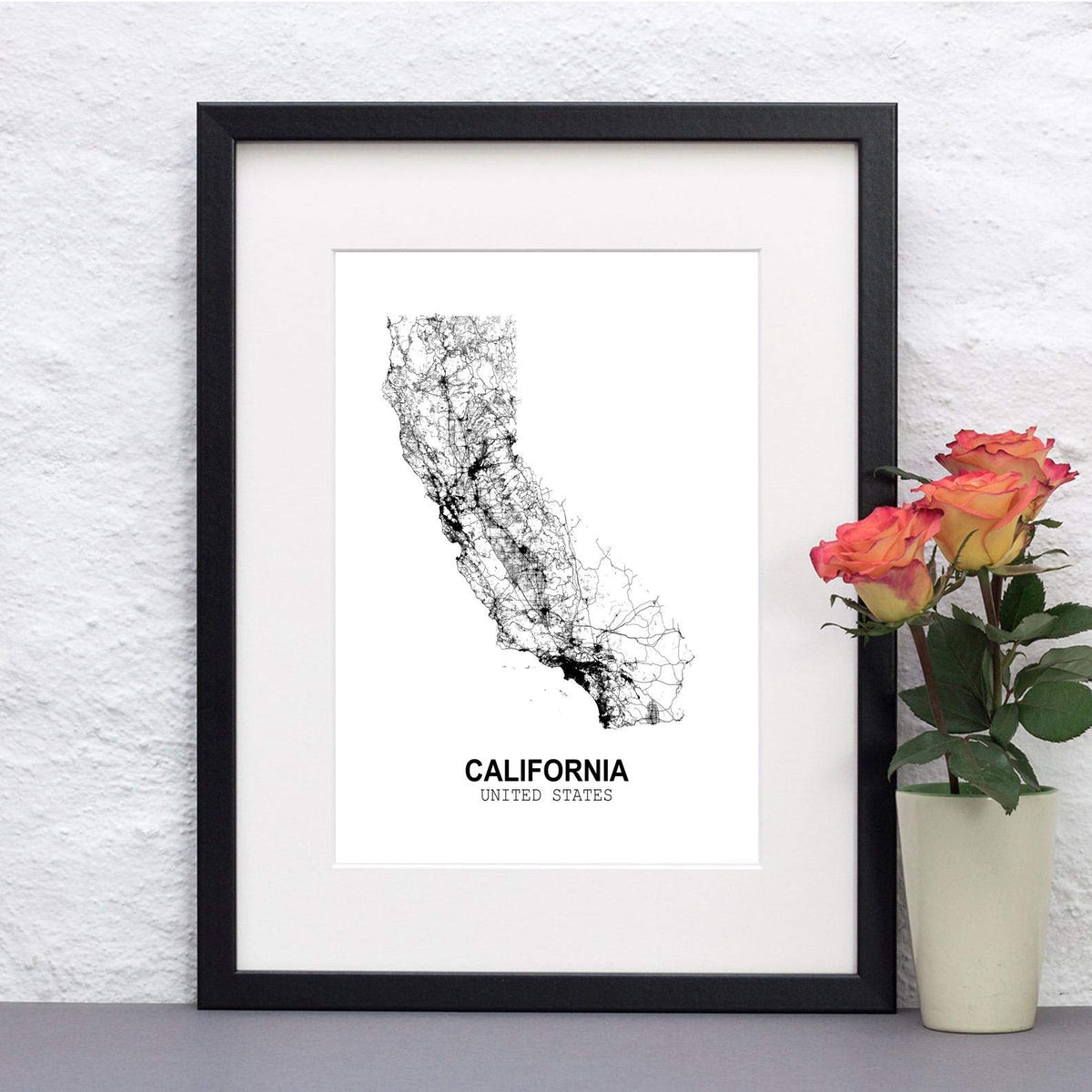 Eleville 11X14 Unframed California United States Country View Abstract Road Modern Map Art Print Poster Wall Office Home Decor Minimalist Line Art Hometown Housewarming wgn164