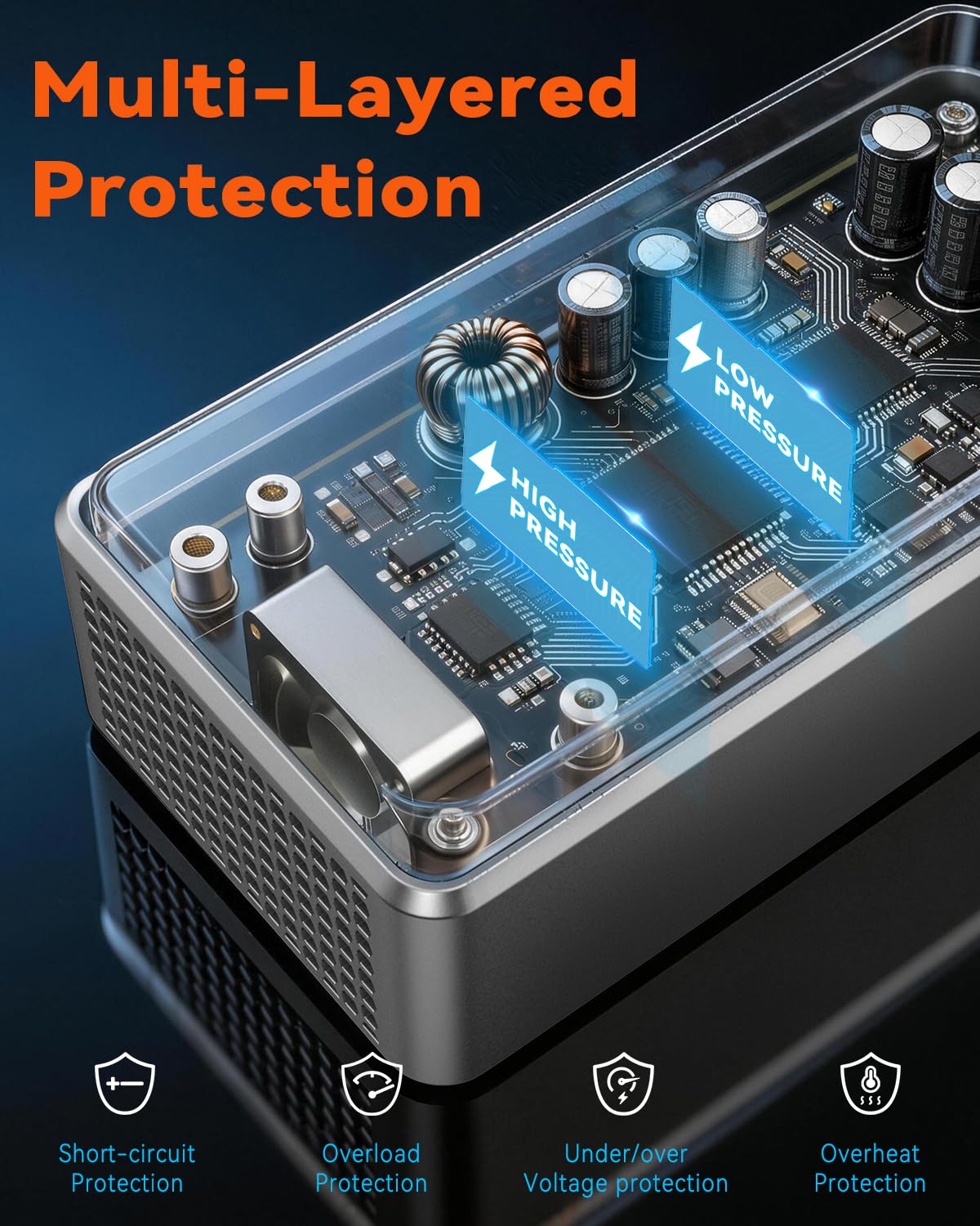 HipEpic 200W Car Power Inverter 12V to 110V Fast Charging, Car Outlet Adapter to Plug 24W USB A/C & Dual AC - 6 in 1 for Laptop Phone, Power Inverters for Vehicle Road Trips Camping (Silver-Black)