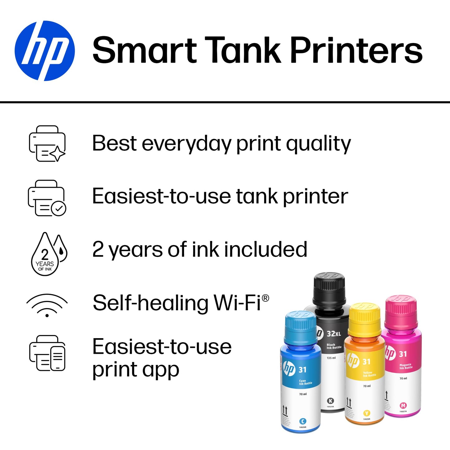 HP Smart Tank 7602 Wireless All-in-One Ink Tank Printer, Scanner, Copier with 2 Years of Ink Included, Best-for-Home Office, Cartridge-Free Refillable, AI-Enabled (28B98A)