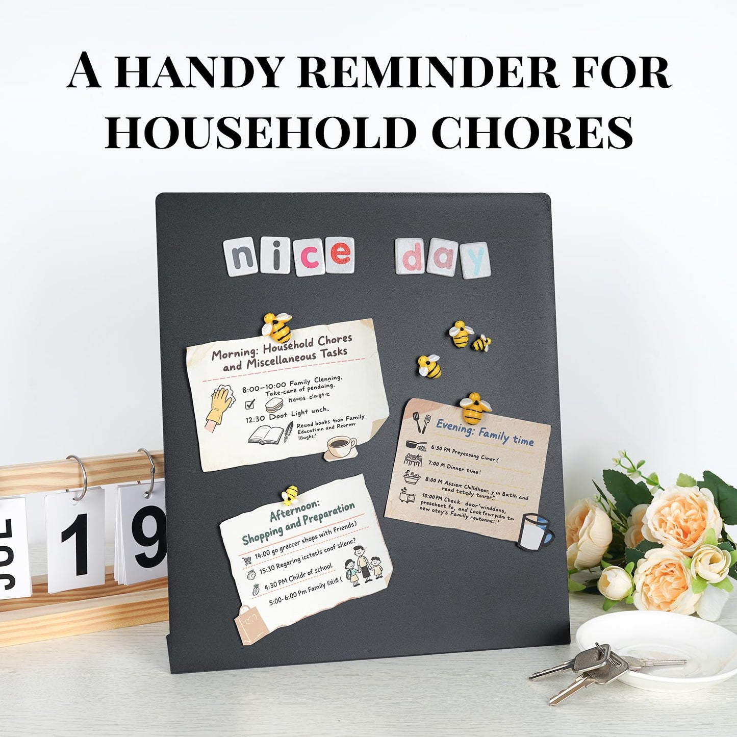 2 Pack Magnet Board,Black Magnetic Board,Metal Magnetic Bulletin Board,Magnet Display Stand for Home, School, Kitchen, Office