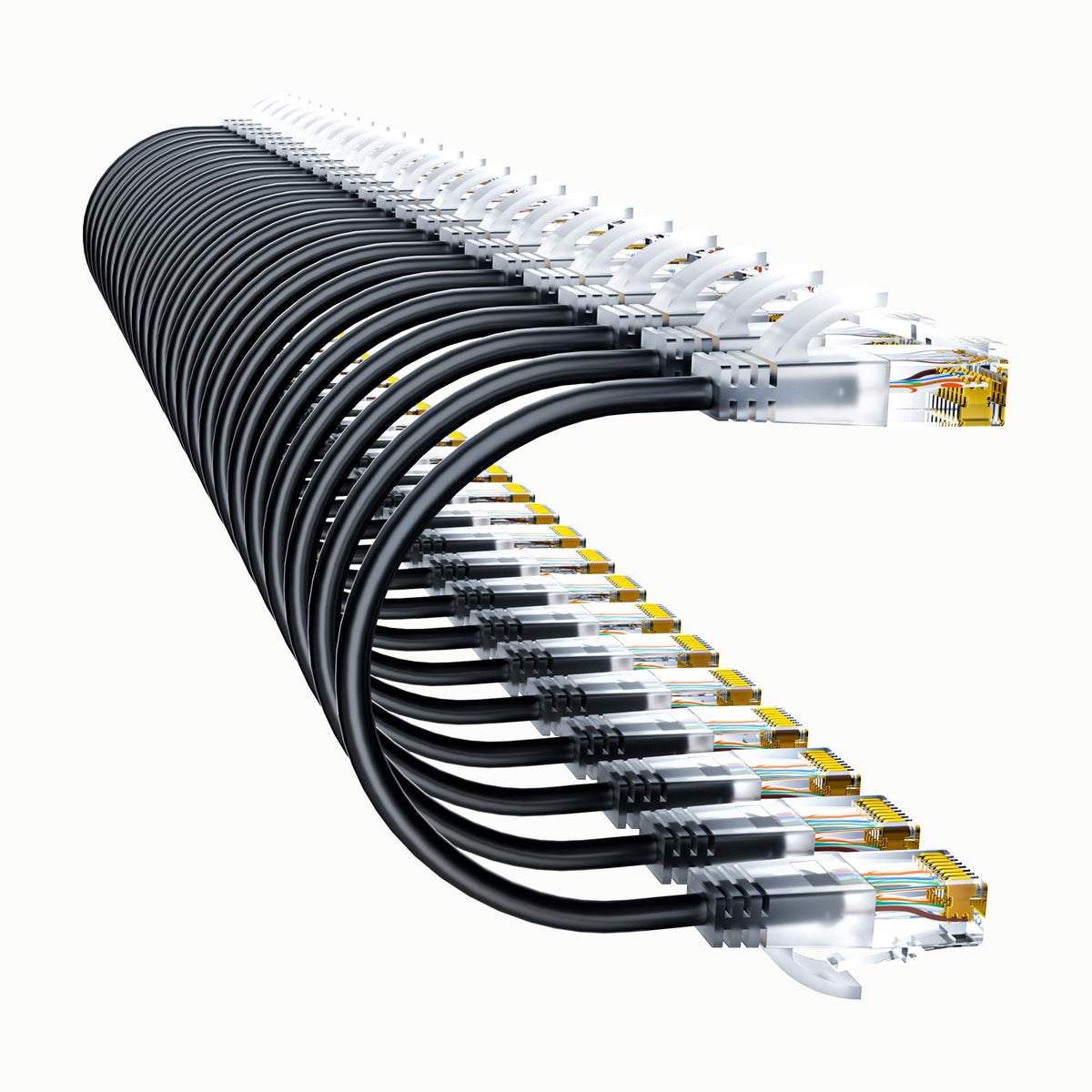 10Gsupxsel Cat6a Patch Cables 0.5ft (24 Pack) Slim, Cat6 Ethernet Patch Cable Pure Copper, Flexible Cat 6 Patch Cable 550MHZ 10G, Space-Saving Cat 6A Network Cables for Patch Panel, Black