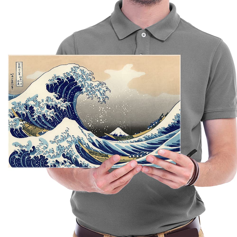 Wieco Art Canvas Prints Wall Art Ocean Beach Picture Paintings for Home Office Decorations Wall Decor Great Wave of Kanagawa Katsushika Hokusai Modern Stretched and Framed Landscape Sea Artwork