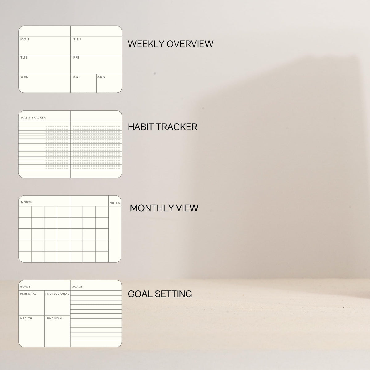Kunitsa Co. Undated Planner - Hardcover, with Habit Tracker & Goal Setting - Weekly, Full Year (Blue)