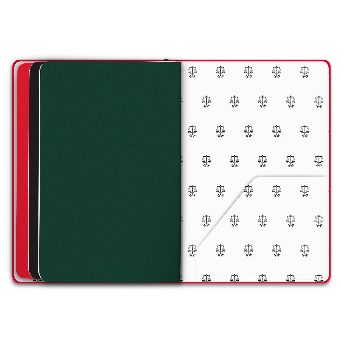 Hunter - Rambler Refillable Notebook, 8.6” X 6” Book with 3 A5 Booklets, 80 Pages Each of Lined Paper, Dot Grid, & Blank Pages for Drawing or Journaling, Elastic Band & Inside Pocket, Hunter Red