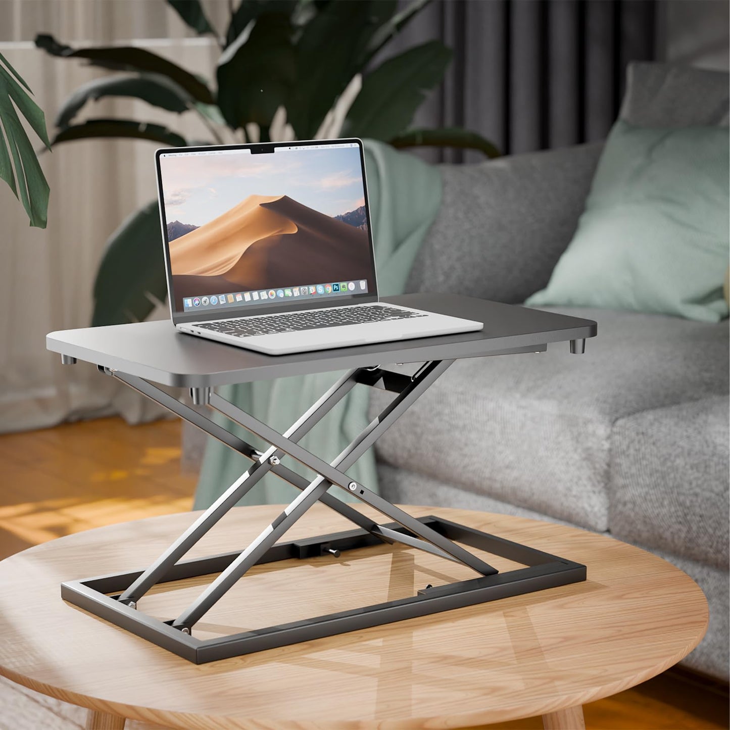 Hoodutric Standing Desk Converter Height Adjustable, Sit to Stand up Desk Riser Computer Workstation use in Laptop and Single Monitor Ergonomic Desktop Workstation for Home Office - Black