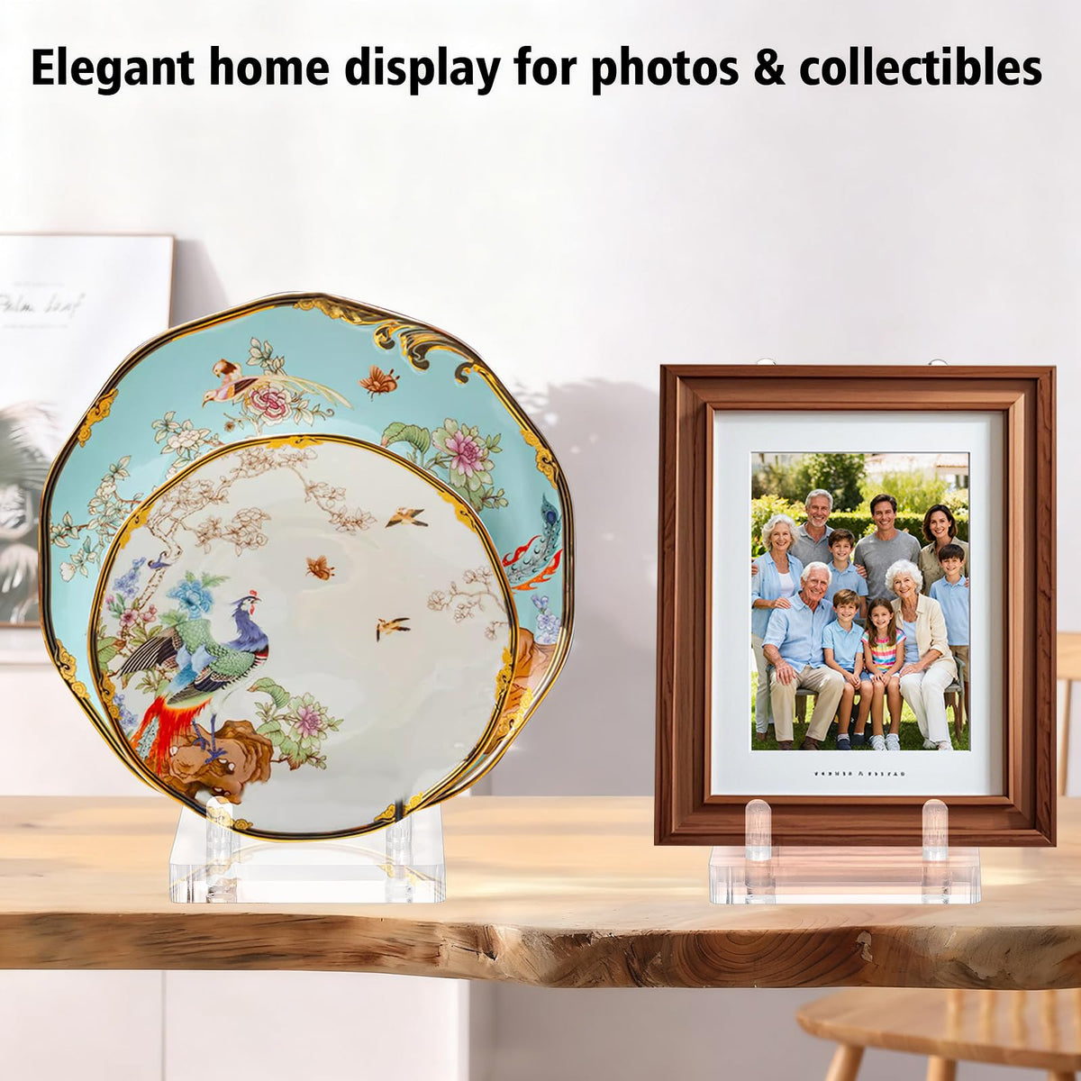 Acrylic Plate Stand for Display, Adjustable Clear Acrylic Plate Holder Picture Easel Stand, Book Stand and Display Holder for 6-14 Inch Decorative Plate, Record, Plaque, Photo, Platter, Tabletop Art