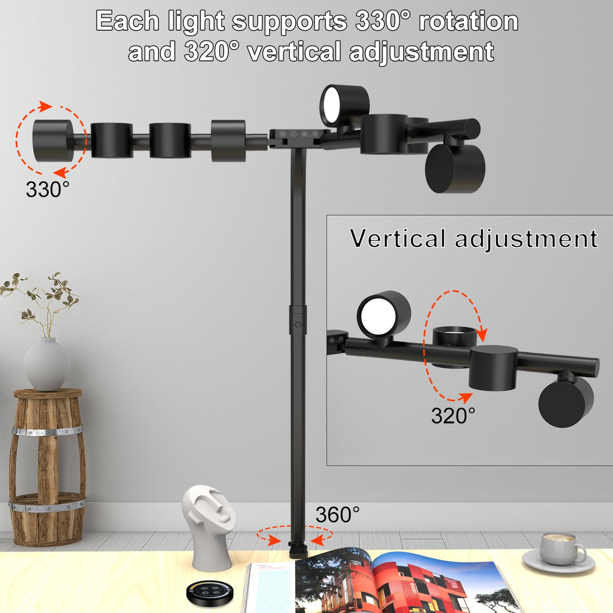 Omorepa 8 Light Sources Gooseneck Tree Desk Lamp with Clamp, 24W Eye-Care Bright LED Desk Light with Free Rotation, Dimmable Reading Table Light for Desktop Working,Drafting,Reading