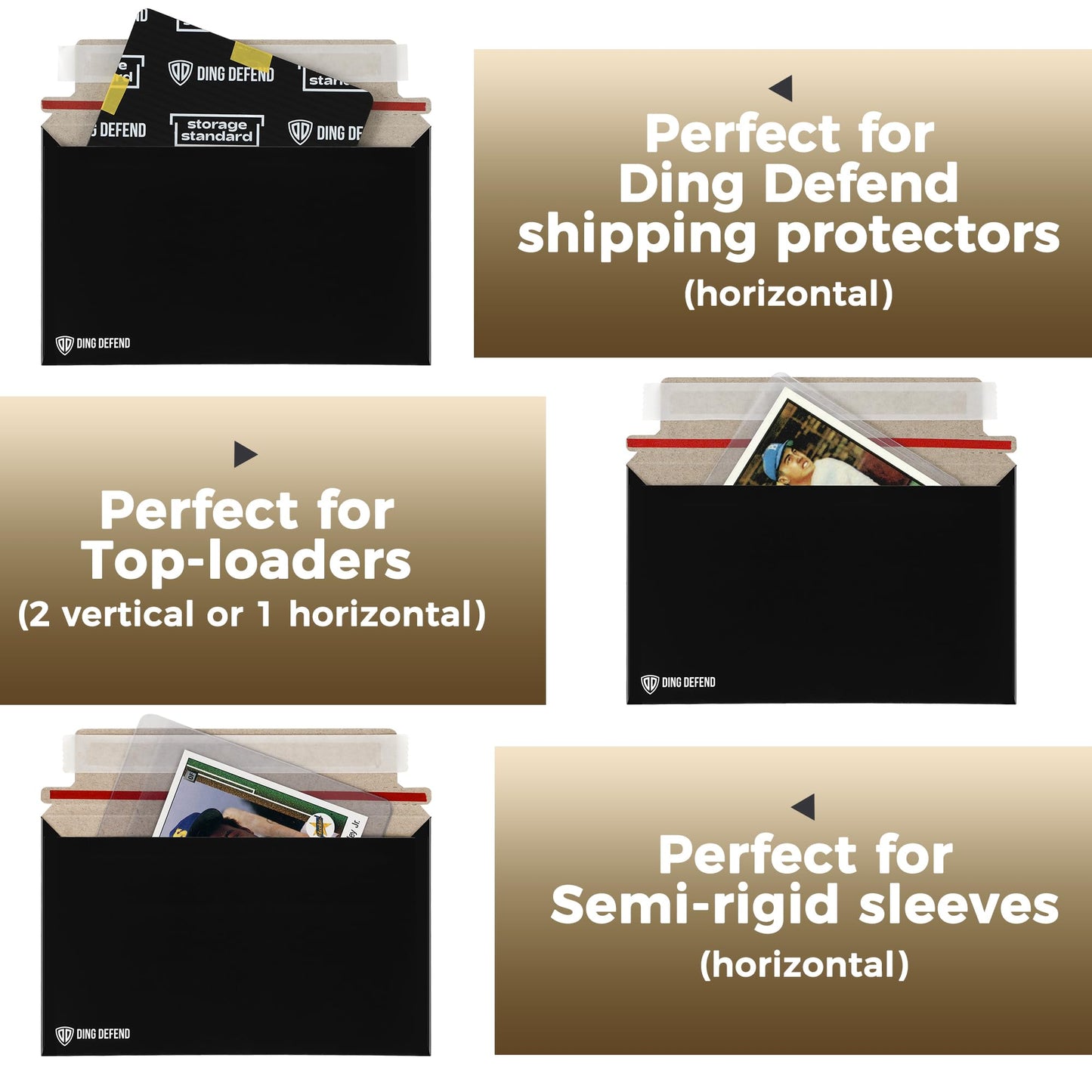 Card Shipping Envelopes 110 Pack - 7 x 4.35 Inches Trading Cards Self-Adhesive Black Mailers, Perfect Fit for Ding Defend Protectors Semi-Rigid Sleeves & Toploaders - Hobby Mailing Supplies
