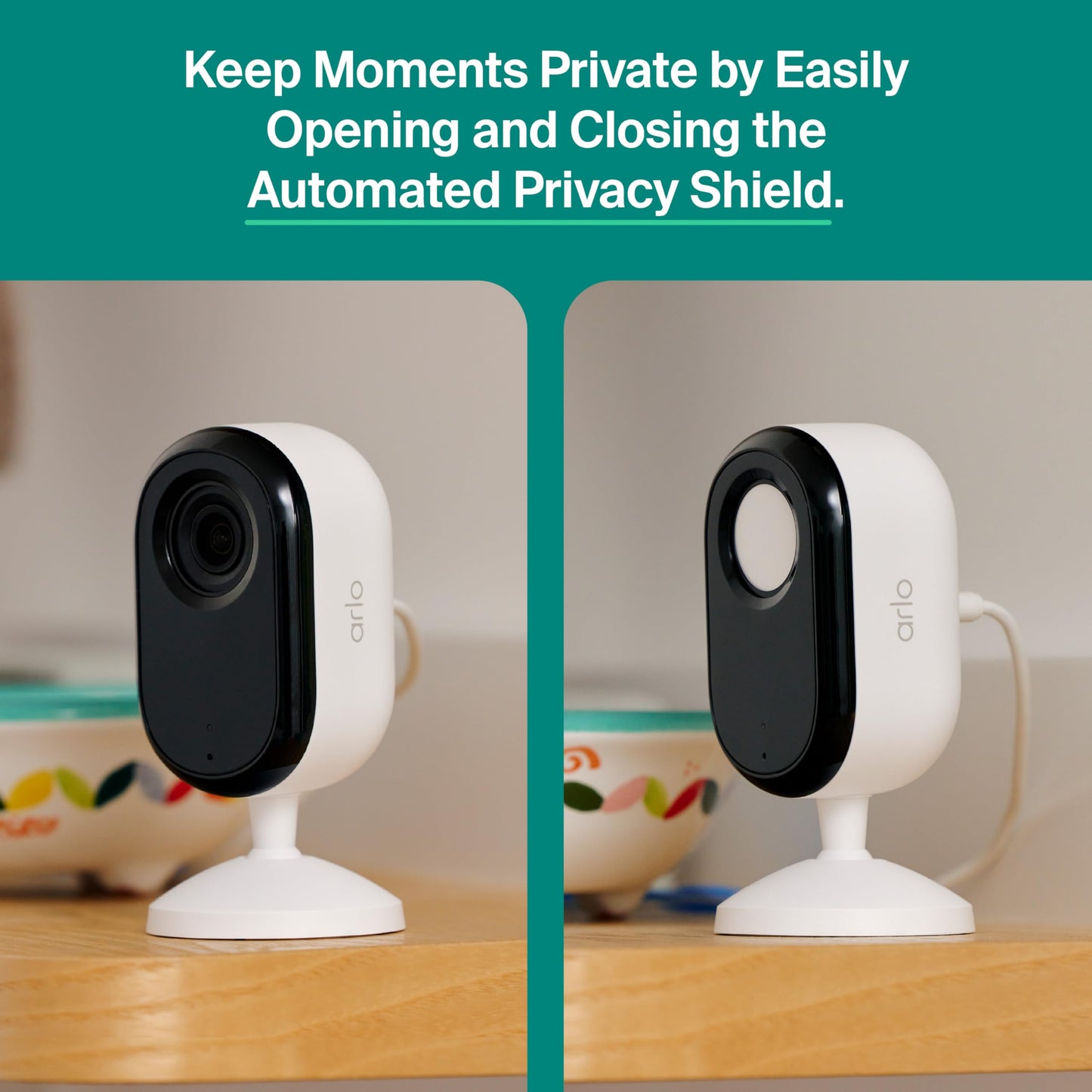 Arlo Essential Indoor Security Camera 2K (3rd Gen, 2025 Release) - Wired Plug-in Power, Person Recognition, Animal Detection, 1-Month Trial of Secure Plan, Automated Privacy Shield, 1 Cam, White