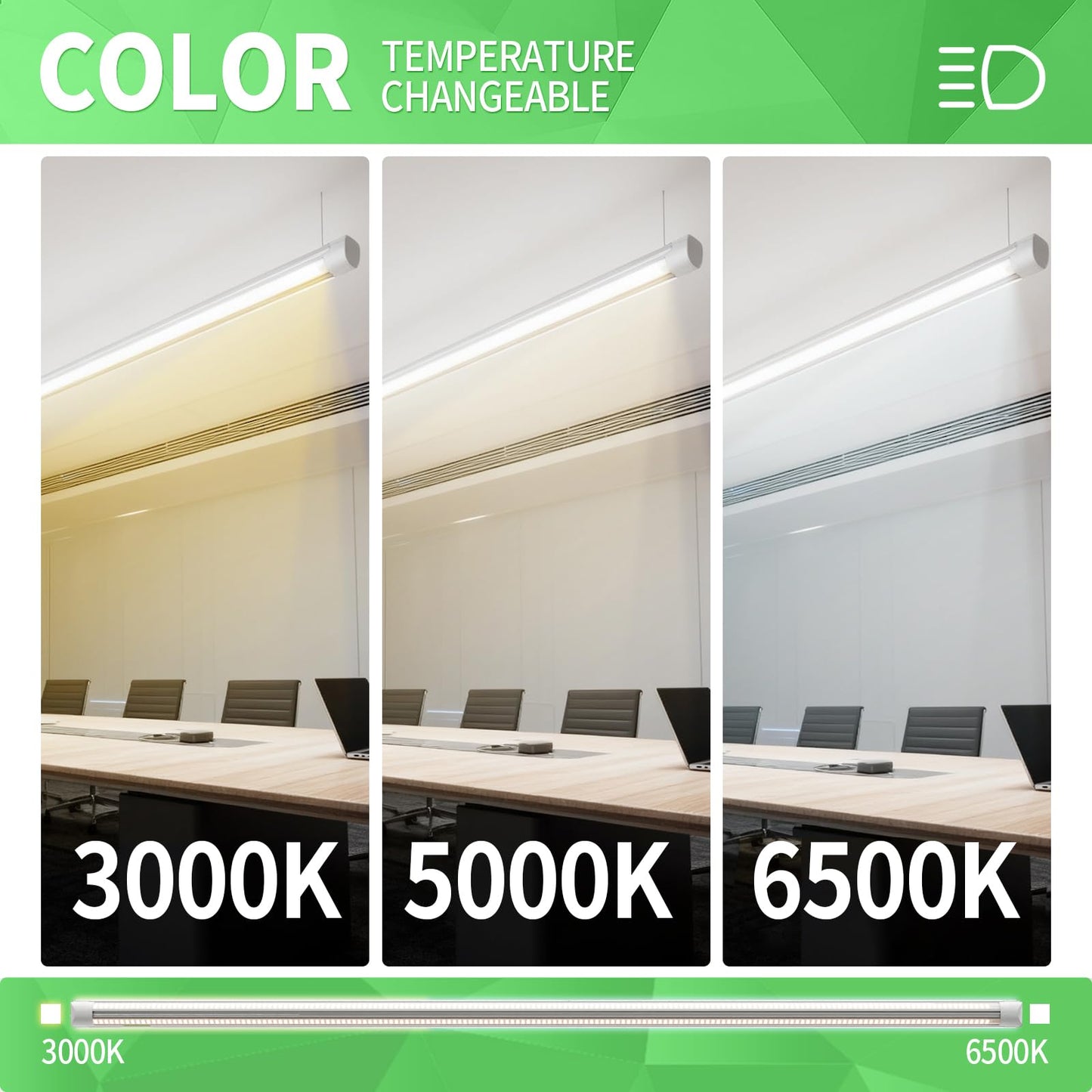 Zi-ZOHNSON 6 Pack Dimmable 4FT Led Shop Lights,30W T8 Integrated LED Light,3000-6500K Tunable with Switches 6CCT 6Watts,4500LM Frosted Cover,Linkable, Plug-in Shop Lights for Workshop,Garage,Basement