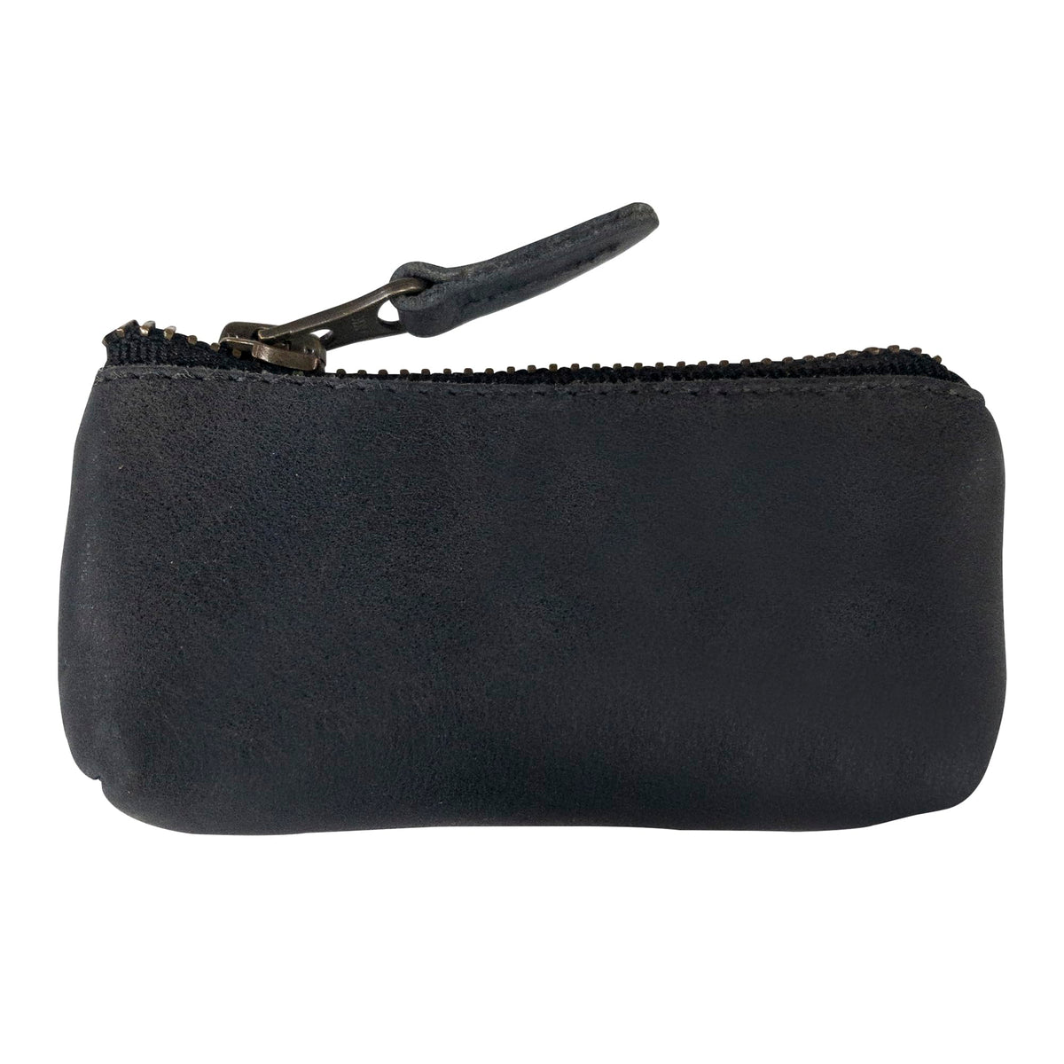 Hide & Drink, Leather Key Holder Pouch, Zippered Coin Bag, Money Purse, Earphone Holder, Charging Cable, Memory Cards Organizer, Vintage Style, Handmade (Charcoal Black)
