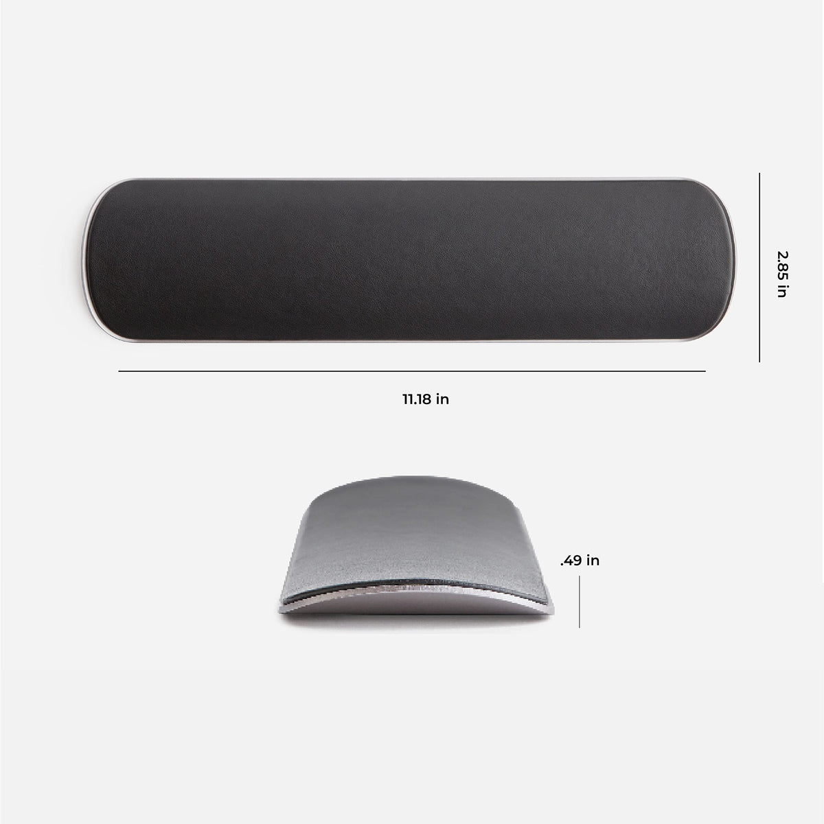 HumanCentric Wrist Rest Pad for Apple Magic Keyboard & Tenkeyless Keyboards, Ergonomic Wrist Support in Space Gray Aluminum with Black Vegan Leather