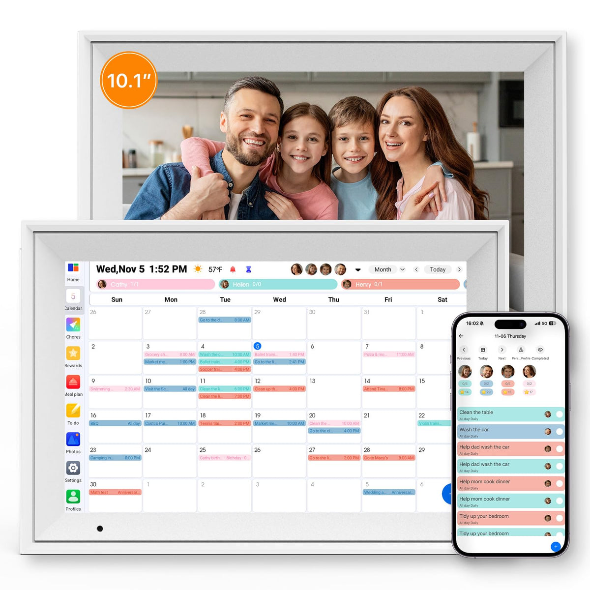 Linkdaze Digital Calendar, 10.1'' Electronic Calendar Chore Chart, Smart WiFi Touchscreen Interactive Family Schedules, Electronic Organizer for Monthly, Weekly and Daily Agenda