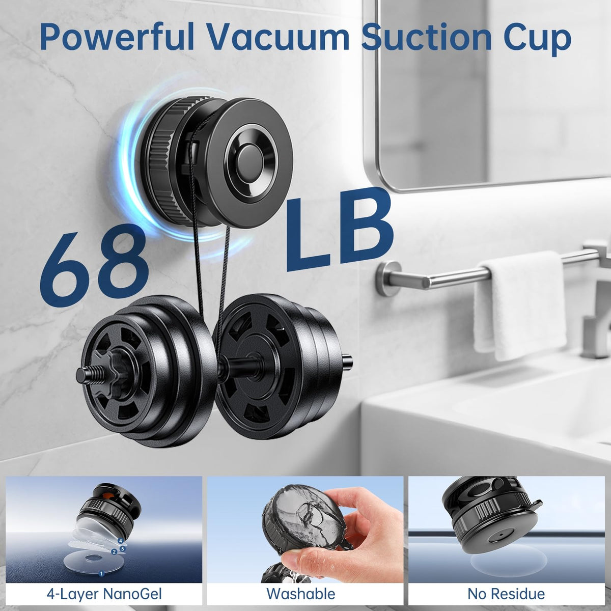 NibulaSpark Vacuum Magnetic Shower Phone Holder for Bathroom, Kitchen, Car- Hands Free Mirror Phone Holder, 360° Adjustable Suction Cup Phone Mount for iPhone Android, Gift for Men Women, Graduation