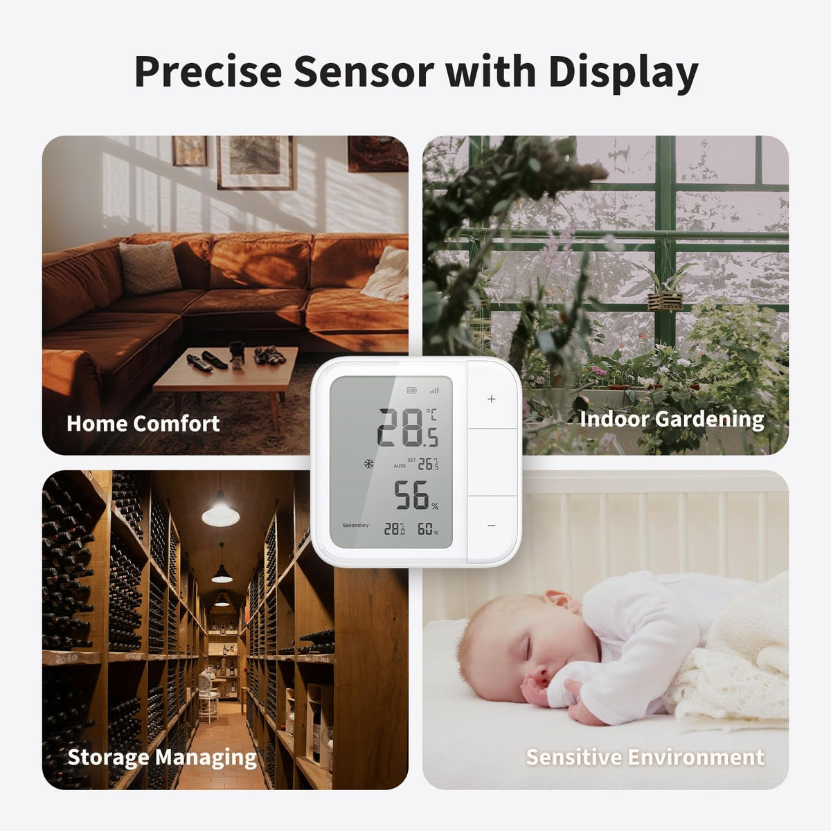 Aqara Thread/Zigbee Smart Climate Sensor W100,Temperature and Humidity Monitoring,Wireless Remote HVAC Control, 3 Customizable Smart Buttons,Works with HomeKit, Alexa, Google & More