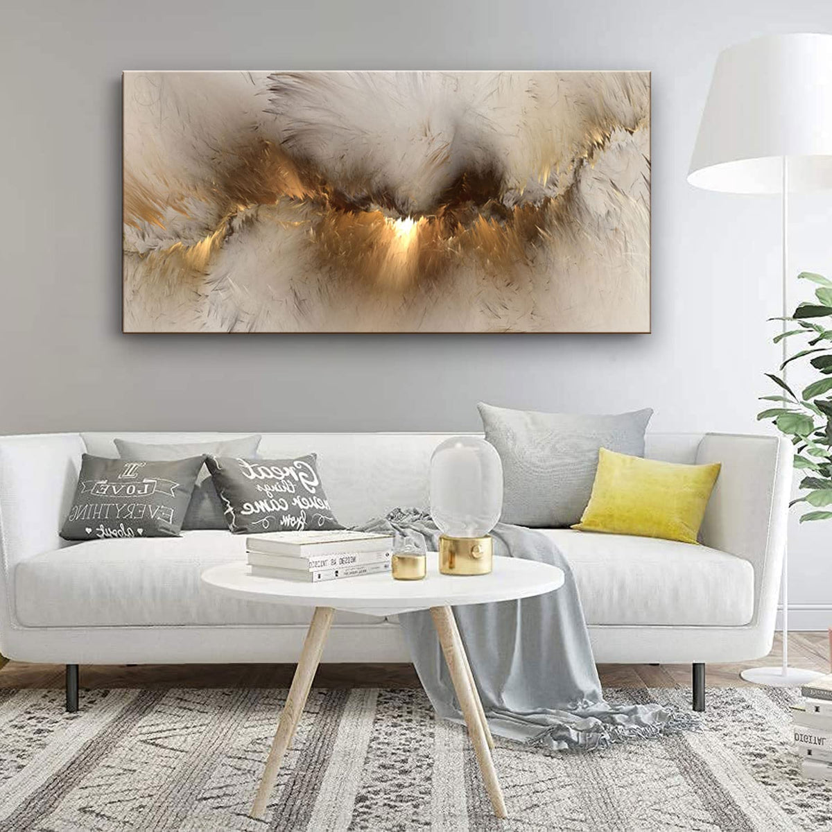 Large Framed Abstract Gold Marble Texture Canvas Wall Art Tindal Effect Decor Picture Black Gold Cloud Prints Painting for Living Room Bedroom Office Kitchen Ready to Hang