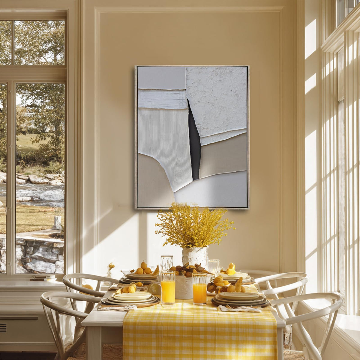 LEVERUP Modern Wall Decorations Abstract Wall Art Canvas Grey Painting Posters for Dining Room Living Room Office 32×40 Inchs Ready To Hang