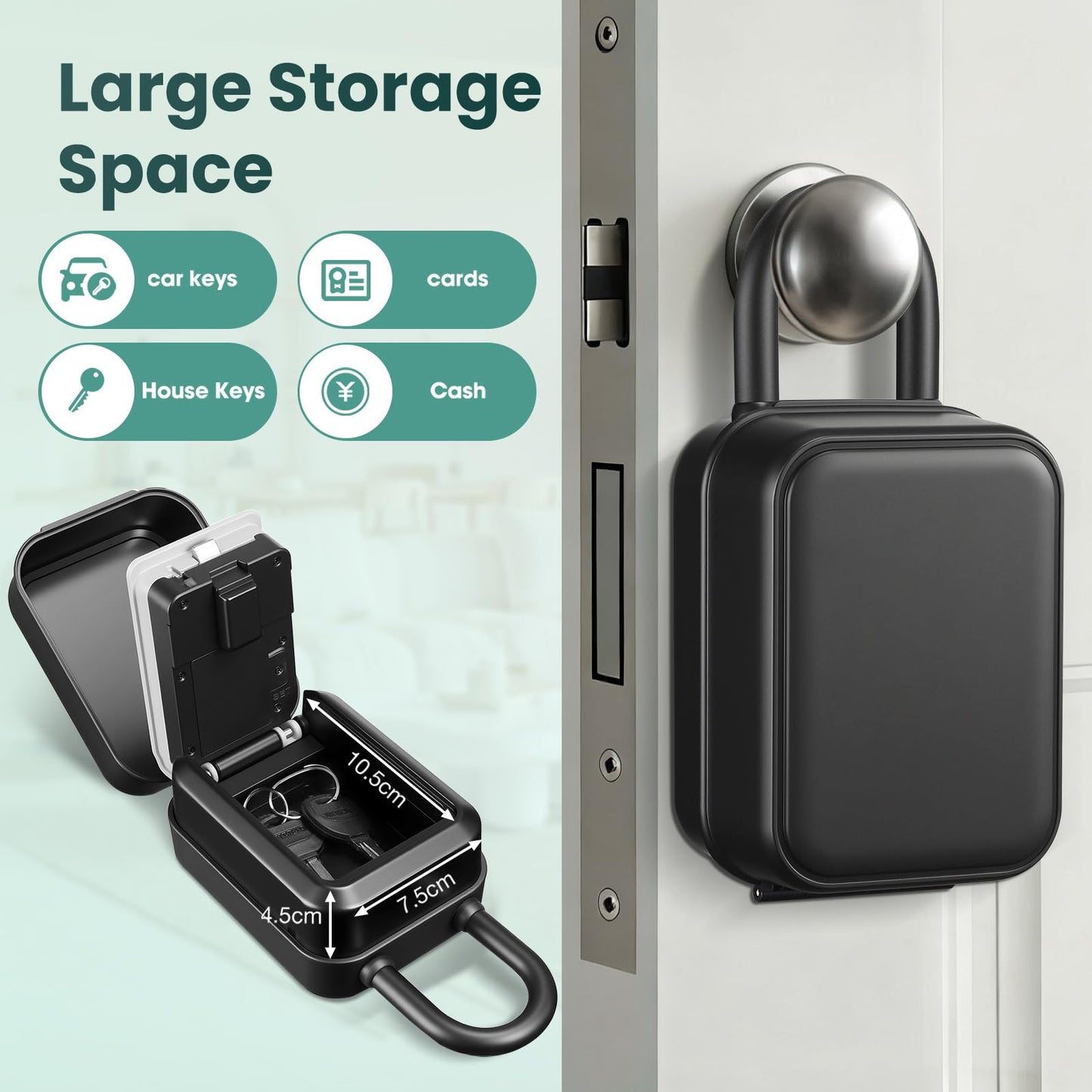 Thlevel Smart Key Lock Box Electronic Bluetooth Lock Box with TTLOCK APP Control & PIN Code Types,Share eKey Lock Box for Airbnb Realtor House Office with Removable Shackle