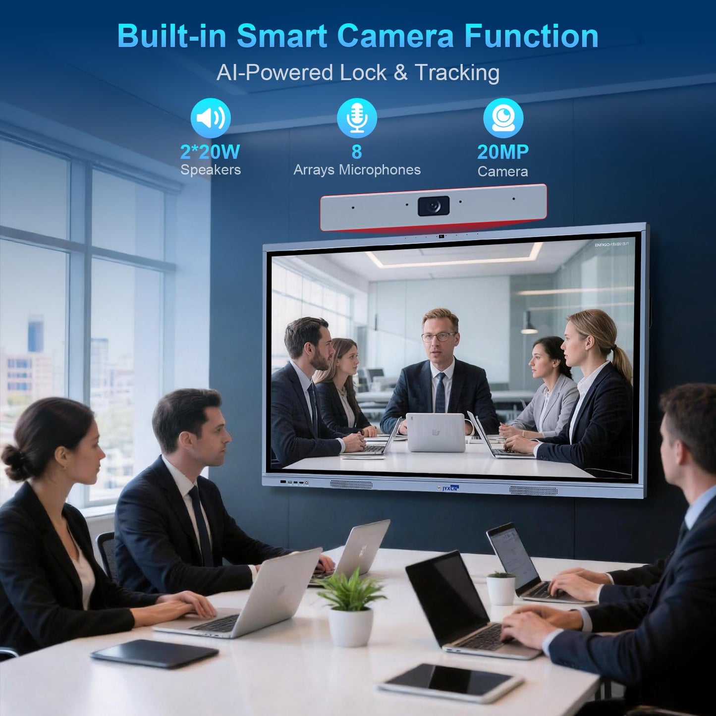 JYXCN 65" Smart Board, UHD 4K Interactive Digital Whiteboard Smartboard Android 11 & Windows 10 Dual System 8+256 GB & 20MP Camera | Touchscreen Electronic Smart Boards for Classroom Office Home