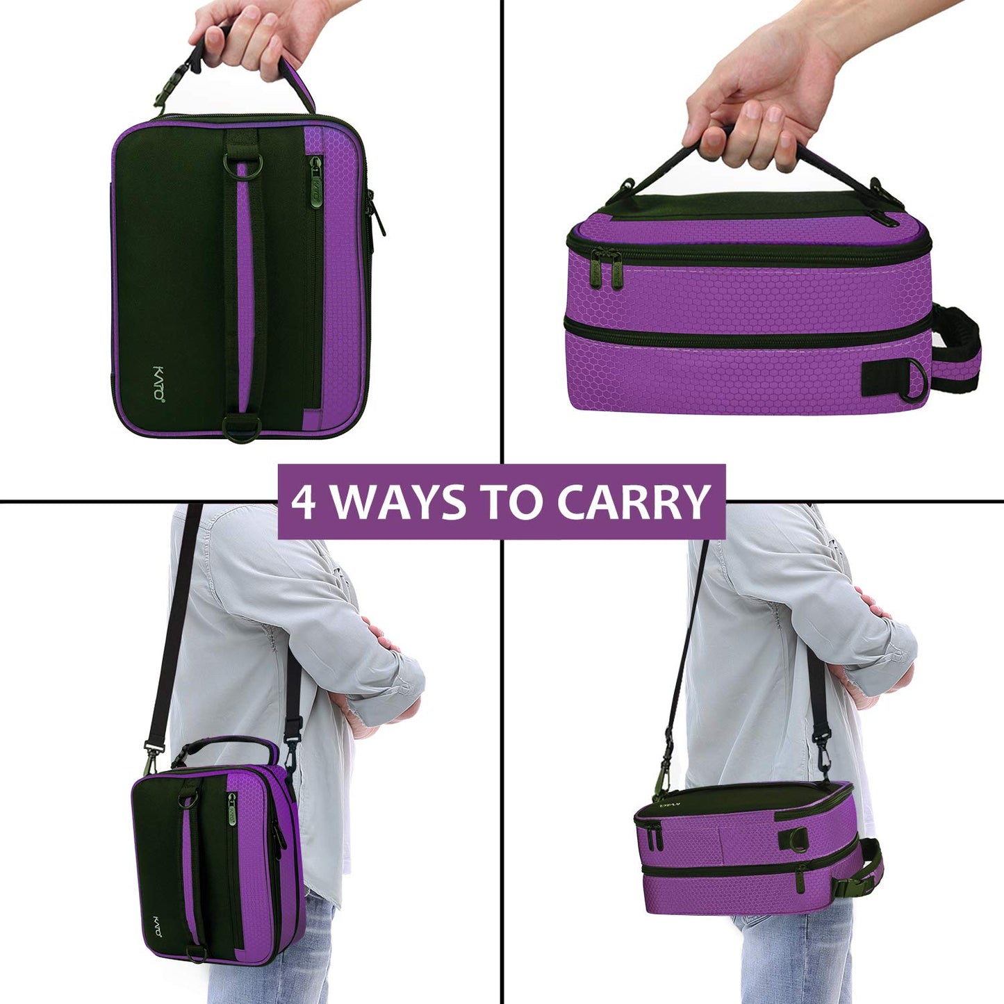 Tirrinia Expandable Insulated Lunch Bag for Men Women – Leakproof Reusable Cooler LunchBox for Kids & Adults with Shoulder Strap, Perfect for Work, School, Office, Travel,Purple