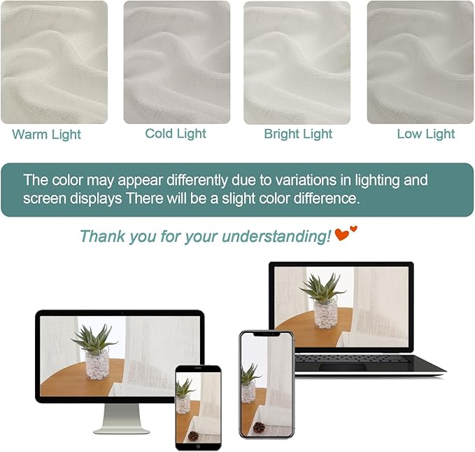 Chyhomenyc Extra Long Ivory Semi Sheer Curtains 120 Inches Long 2 Panels Set